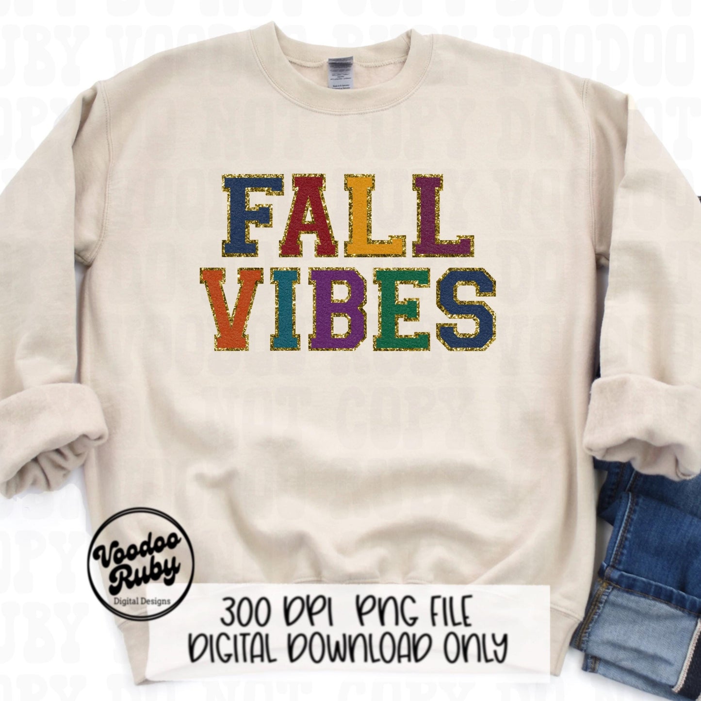 Fall Vibes PNG Design Chenille Letter Patches Digital Downlod Faux Embroidery png DTF Printable Happy Thanksgiving png