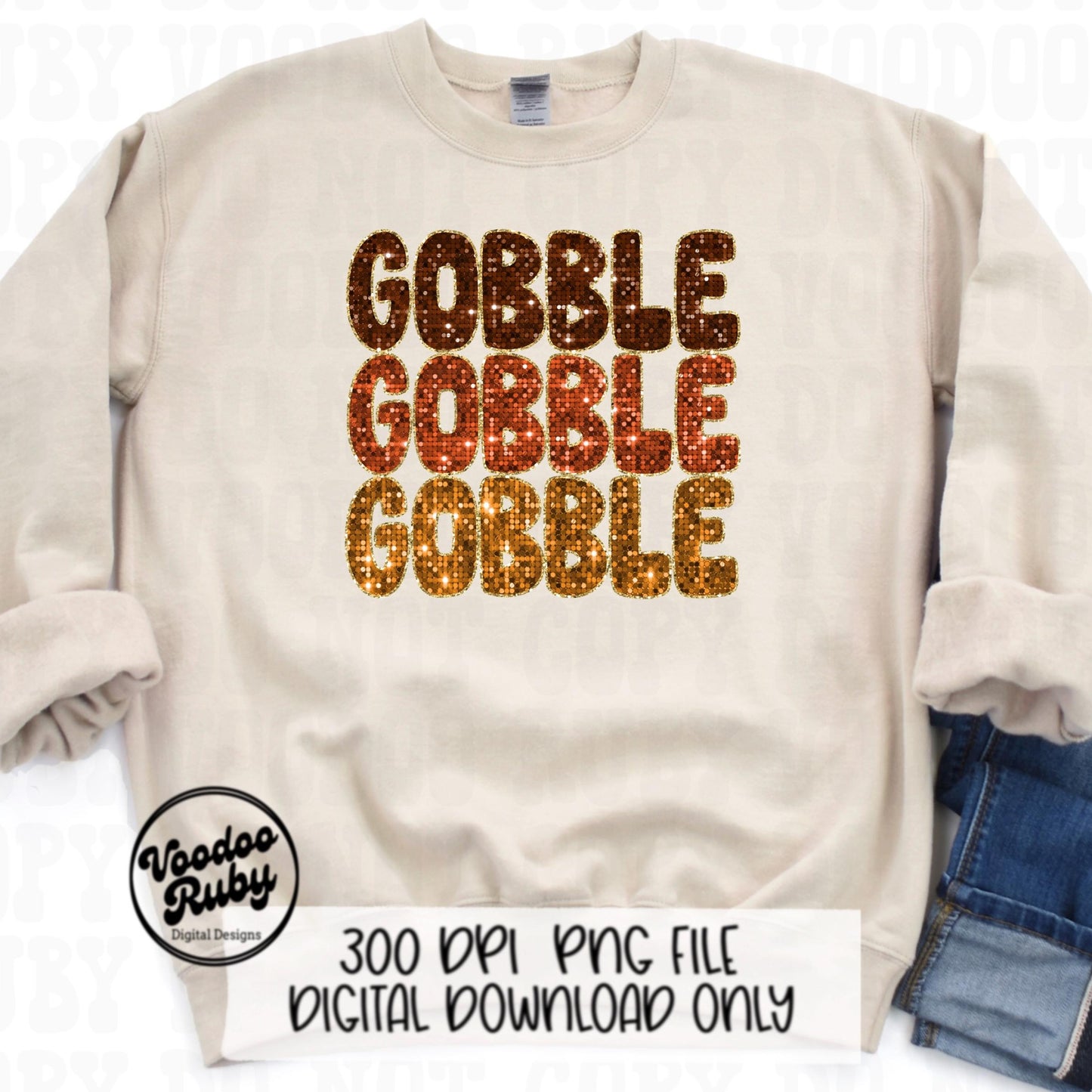 Sequin Turkey PNG Design Gobble PNG Hand Drawn Digital Download Thankful PNG Happy Thanksgiving Turkey dtf printable Faux Sequins