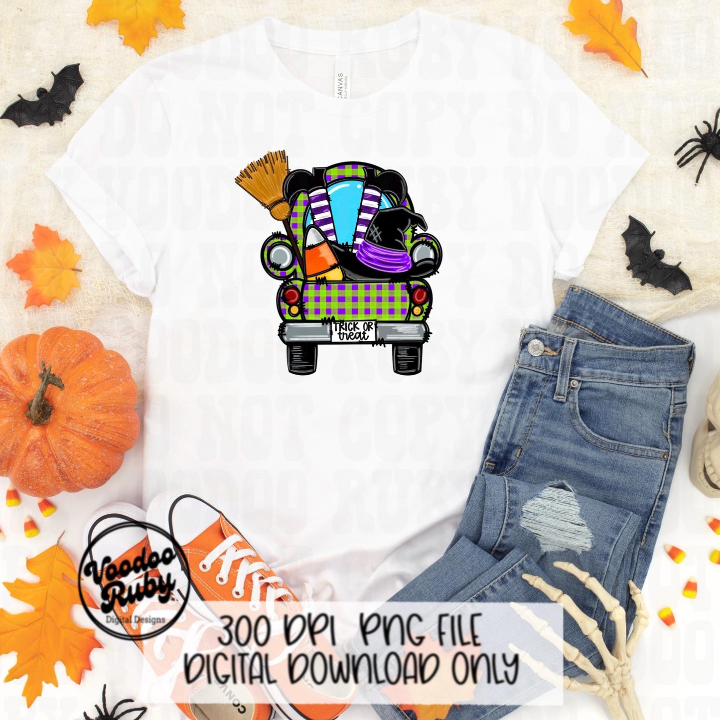 Halloween Truck PNG Sublimation Clip Art Digital Download Antique Truck Design Printable Witch Sublimate