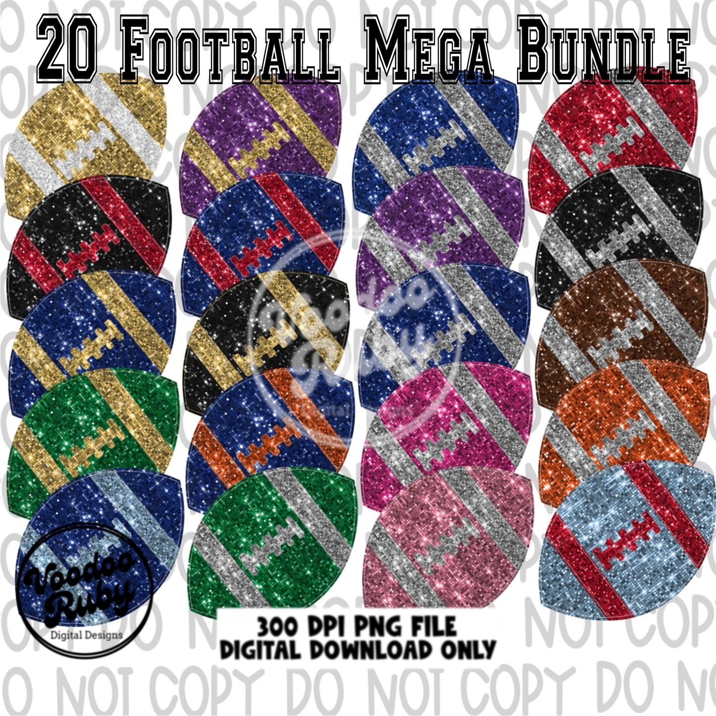Sequin Football PNG Design Sublimation Bundle Sequin PNG Hand Drawn Digital Download Faux Sequin png Printable Clip Art Bundle DTF