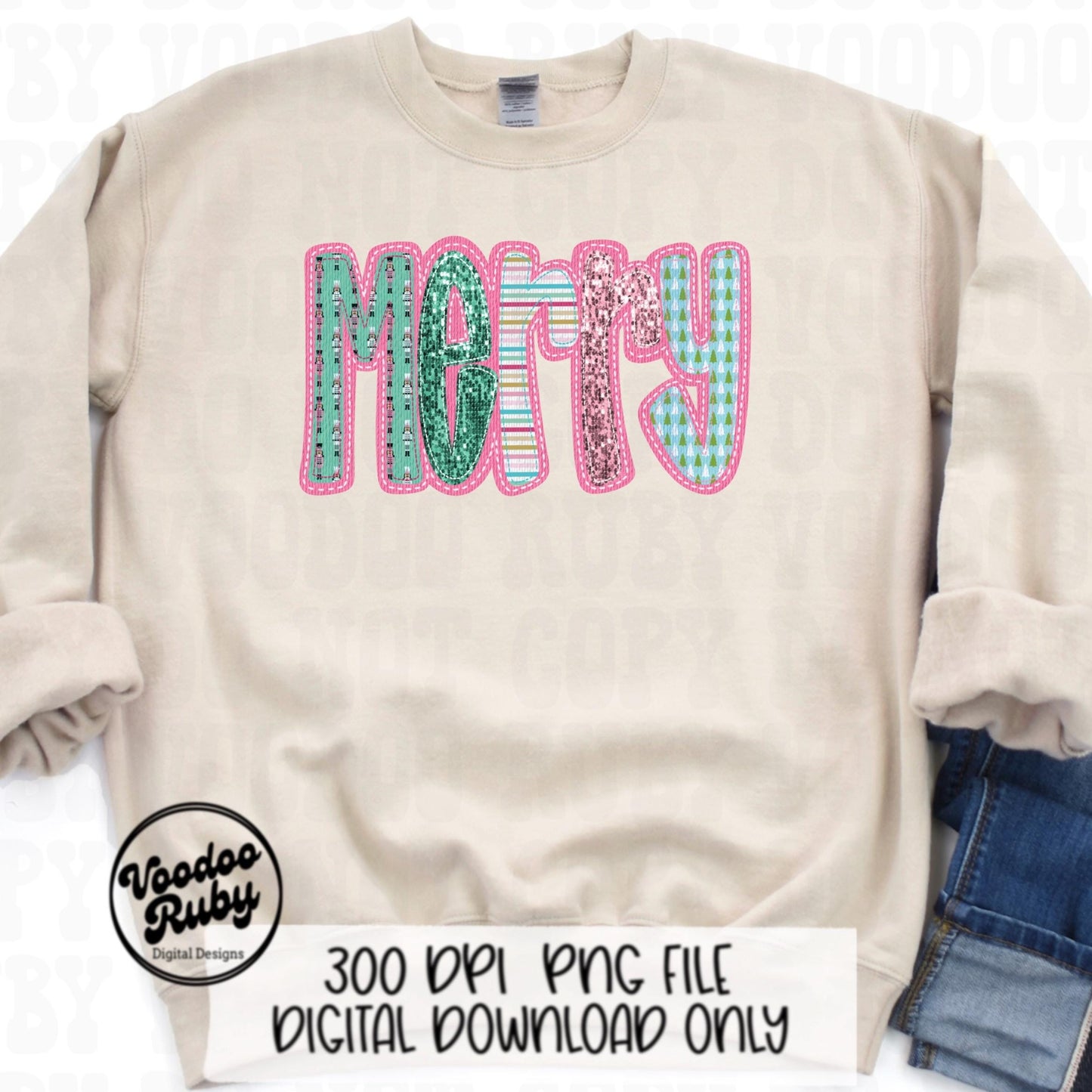 Sequin Pink Merry PNG Design Merry Christmas PNG Faux Sequins Faux Applique Merry DTF Christmas Sublimation Digital Download Merry Clip Art