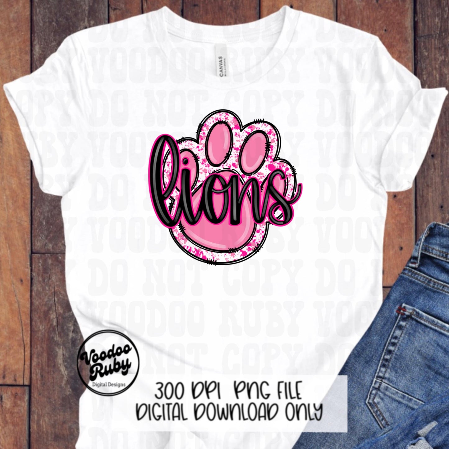 Pink Lions PNG Design Sublimation Hand Drawn Digital Download Pink Football PNG Pink Paw Pink October DTF Printable Mascot png Clip Art