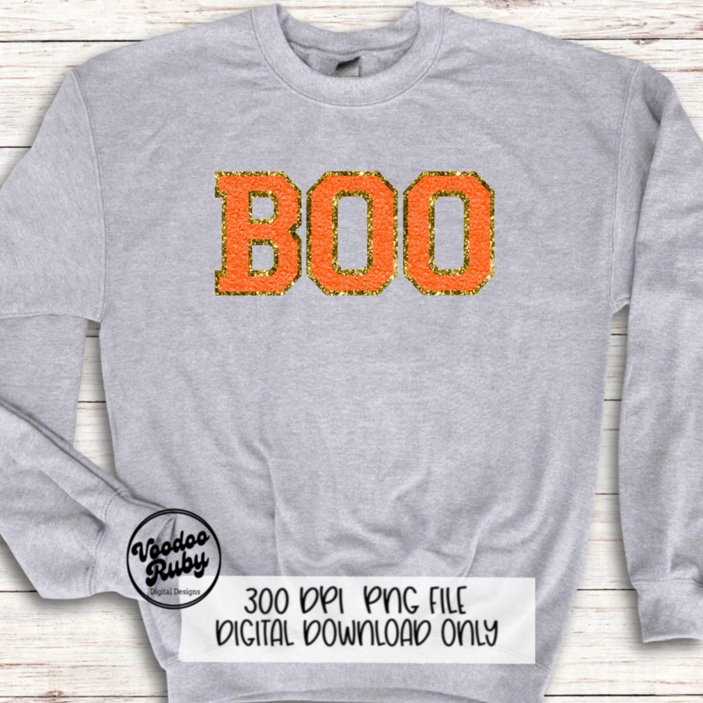 Boo PNG Design Faux Chenille Letter Patches Sublimation Digital Download Halloween PNG DTF Printable Faux Embroidery Png Halloween dtf