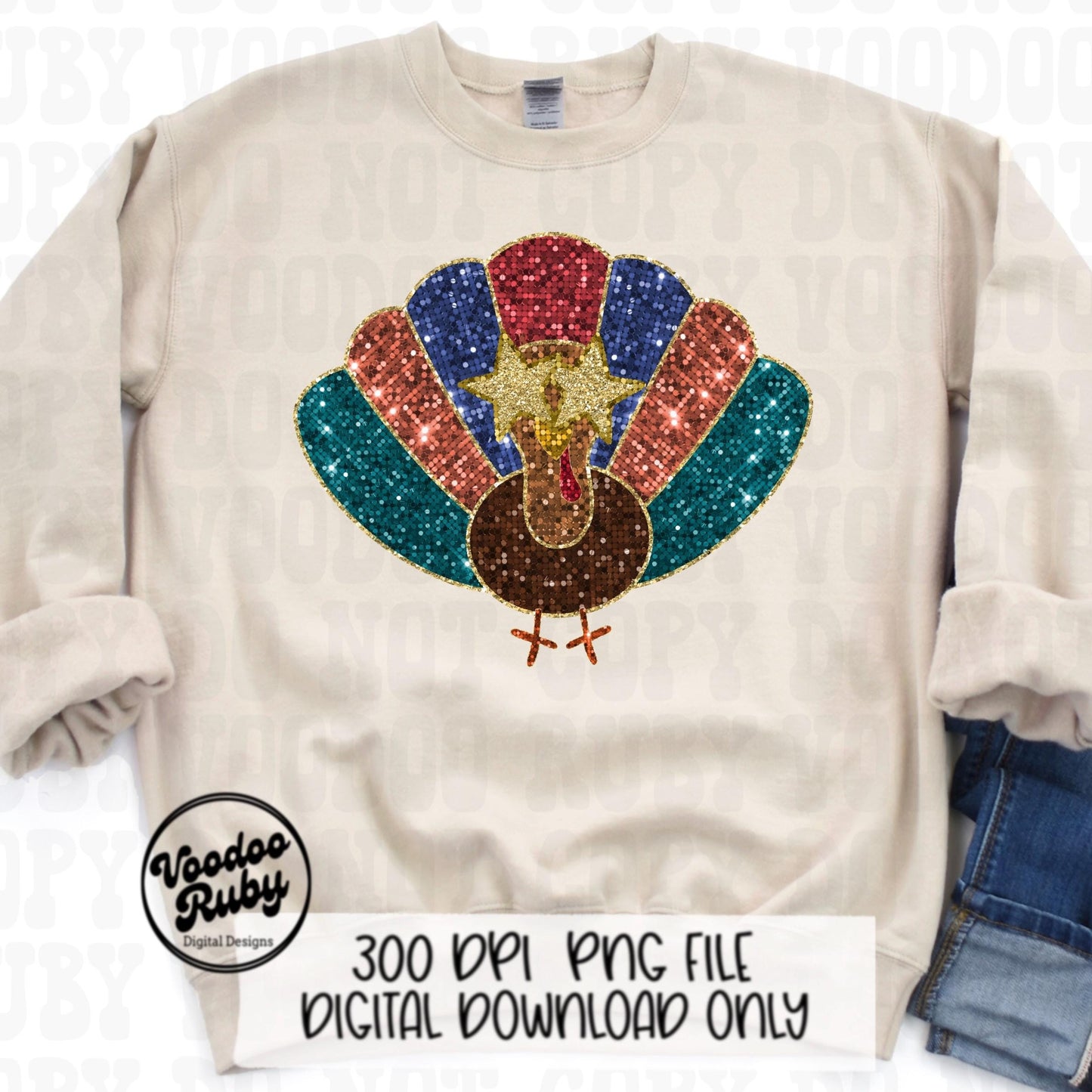 Sequin Turkey PNG Design Thanksgiving PNG Hand Drawn Digital Download Thankful PNG Happy Thanksgiving Turkey dtf printable Faux Sequins