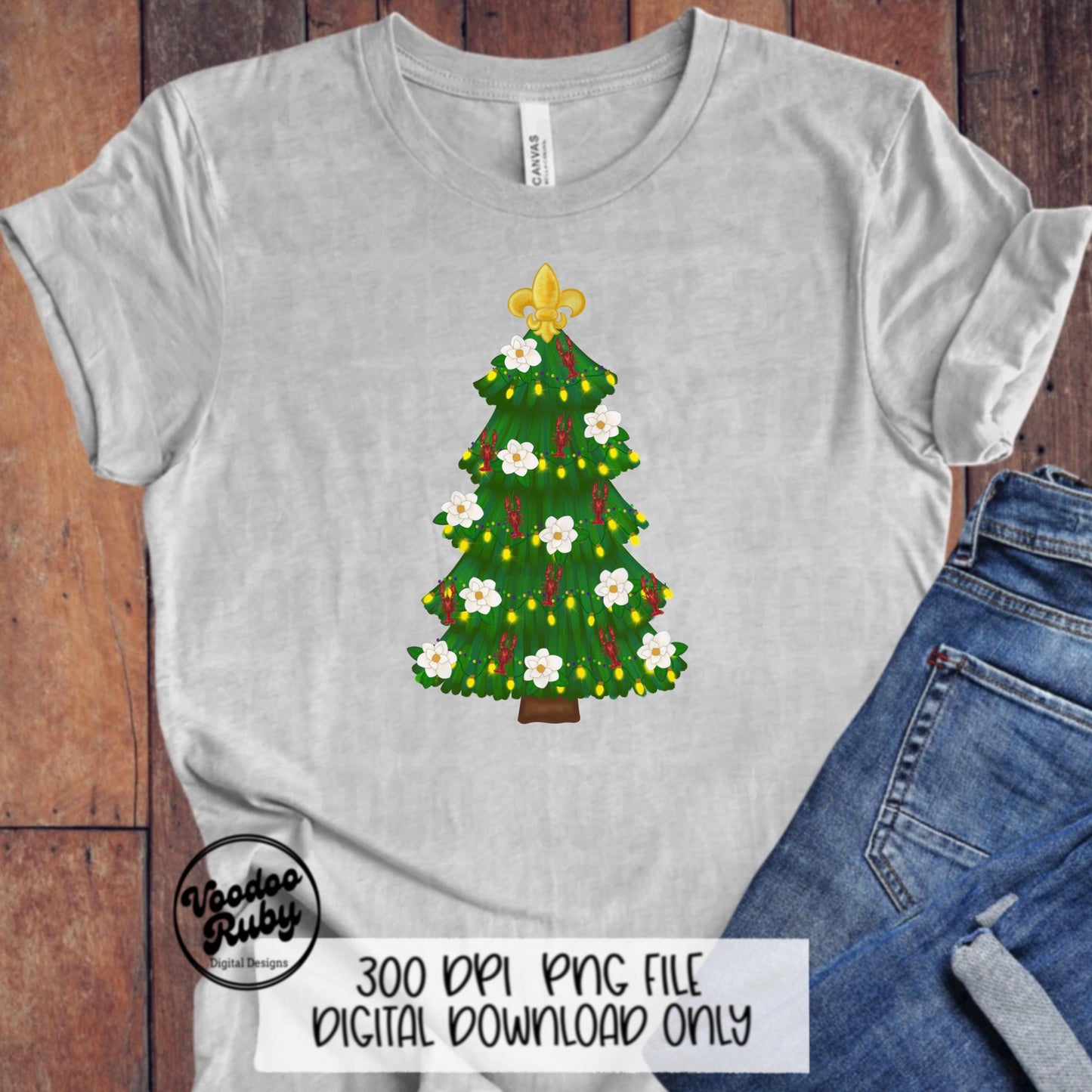 Cajun Christmas Tree PNG Louisiana Sublimation Design Hand Drawn Digital Download Cajun Christmas DTF Printable Cajun Merry Christmas PNG