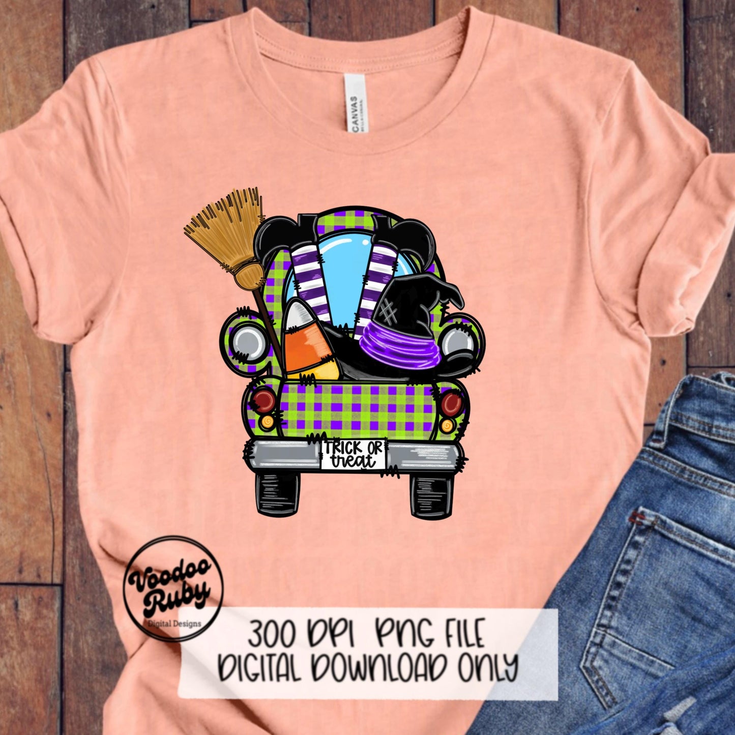 Halloween Truck PNG Sublimation Clip Art Digital Download Antique Truck Design Printable Witch Sublimate