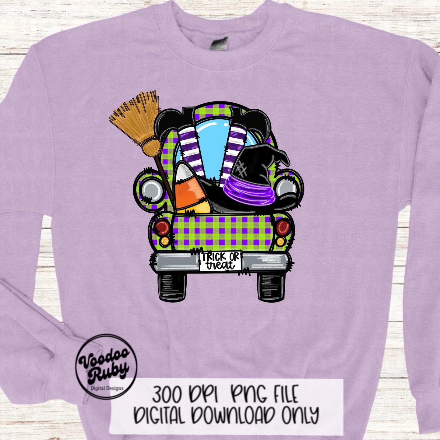 Halloween Truck PNG Sublimation Clip Art Digital Download Antique Truck Design Printable Witch Sublimate