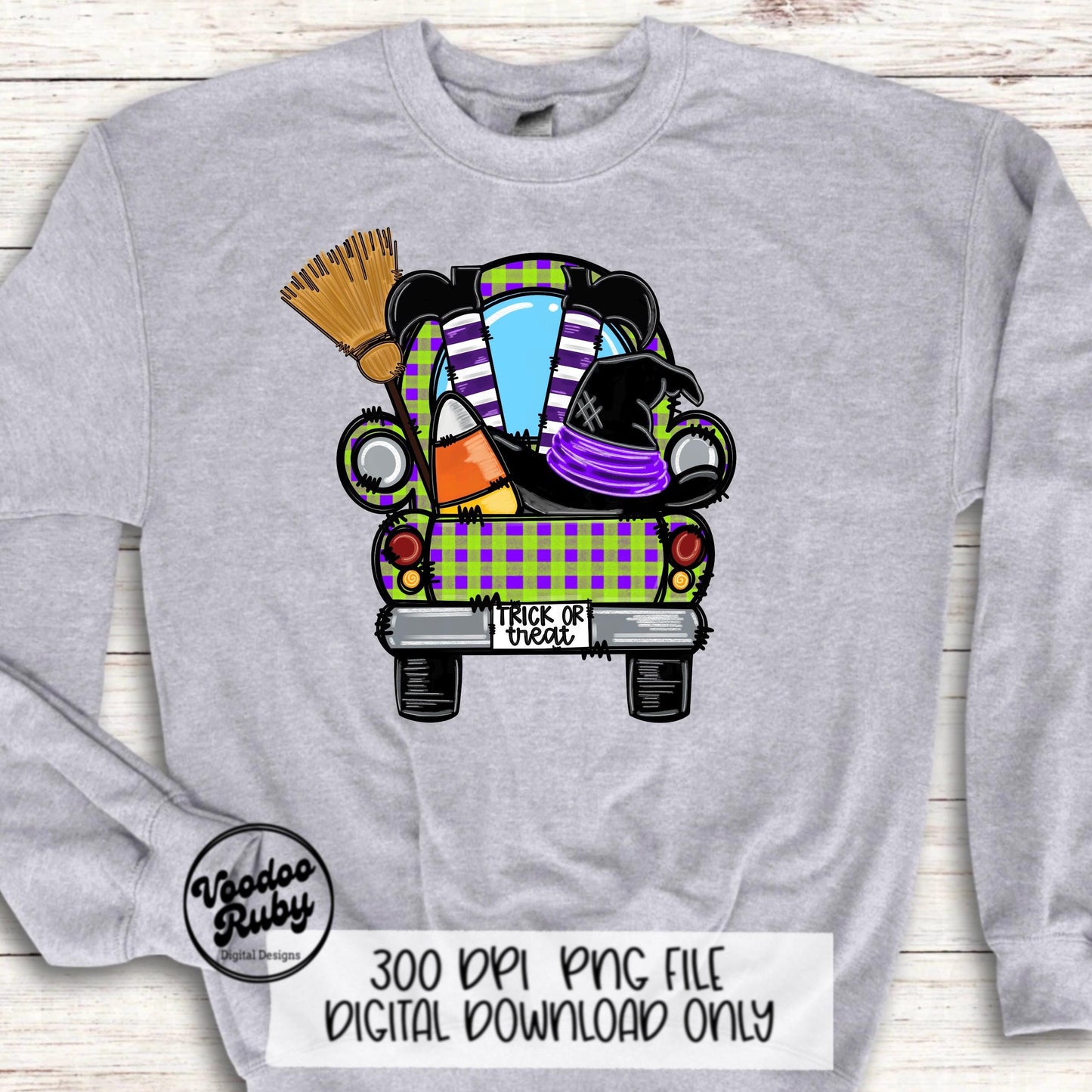 Halloween Truck PNG Sublimation Clip Art Digital Download Antique Truck Design Printable Witch Sublimate
