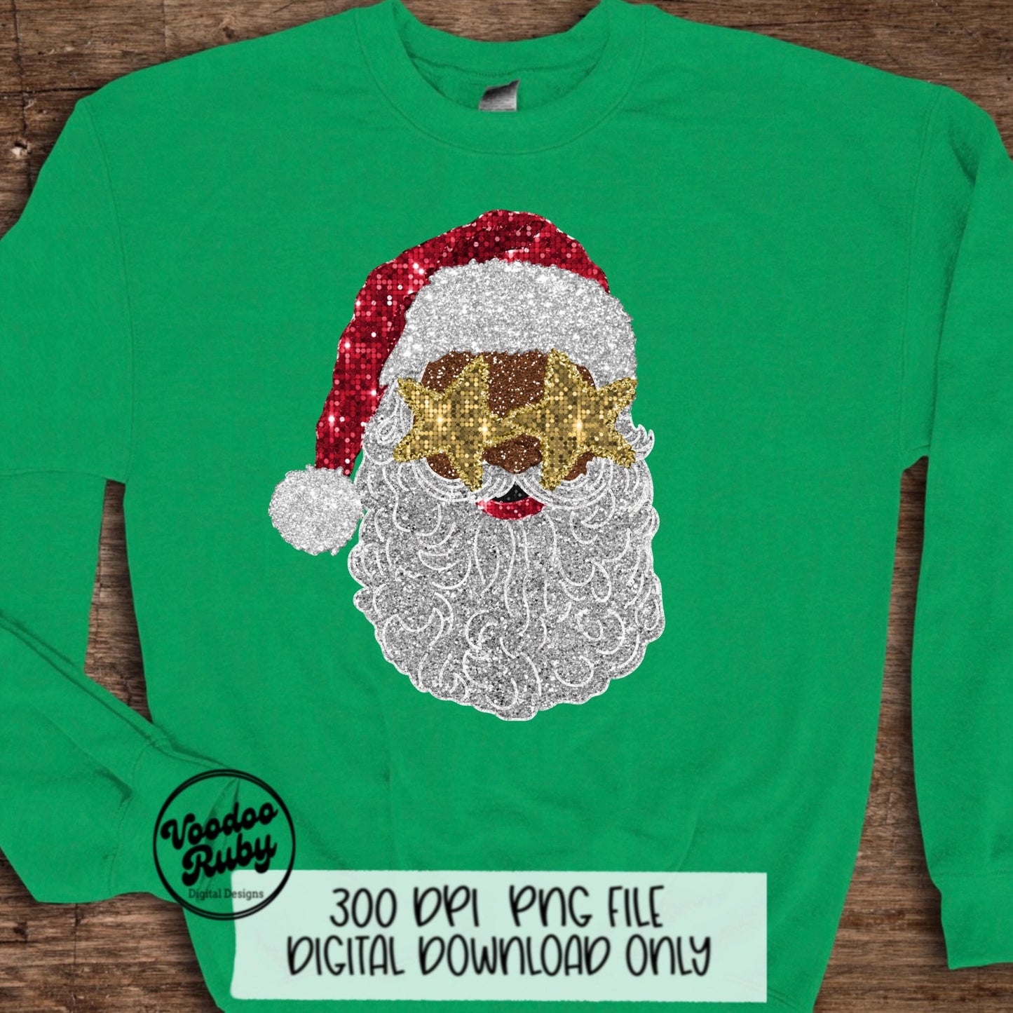 Sequin Santa PNG Design Christmas PNG Faux Sequins DTF Christmas Glitter Sublimation Digital Design Download Sequin African American Santa