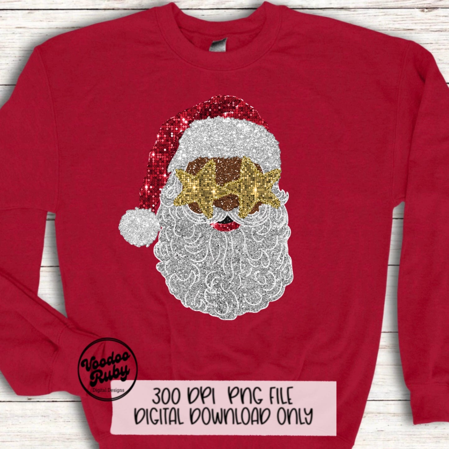 Sequin Santa PNG Design Christmas PNG Faux Sequins DTF Christmas Glitter Sublimation Digital Design Download Sequin African American Santa