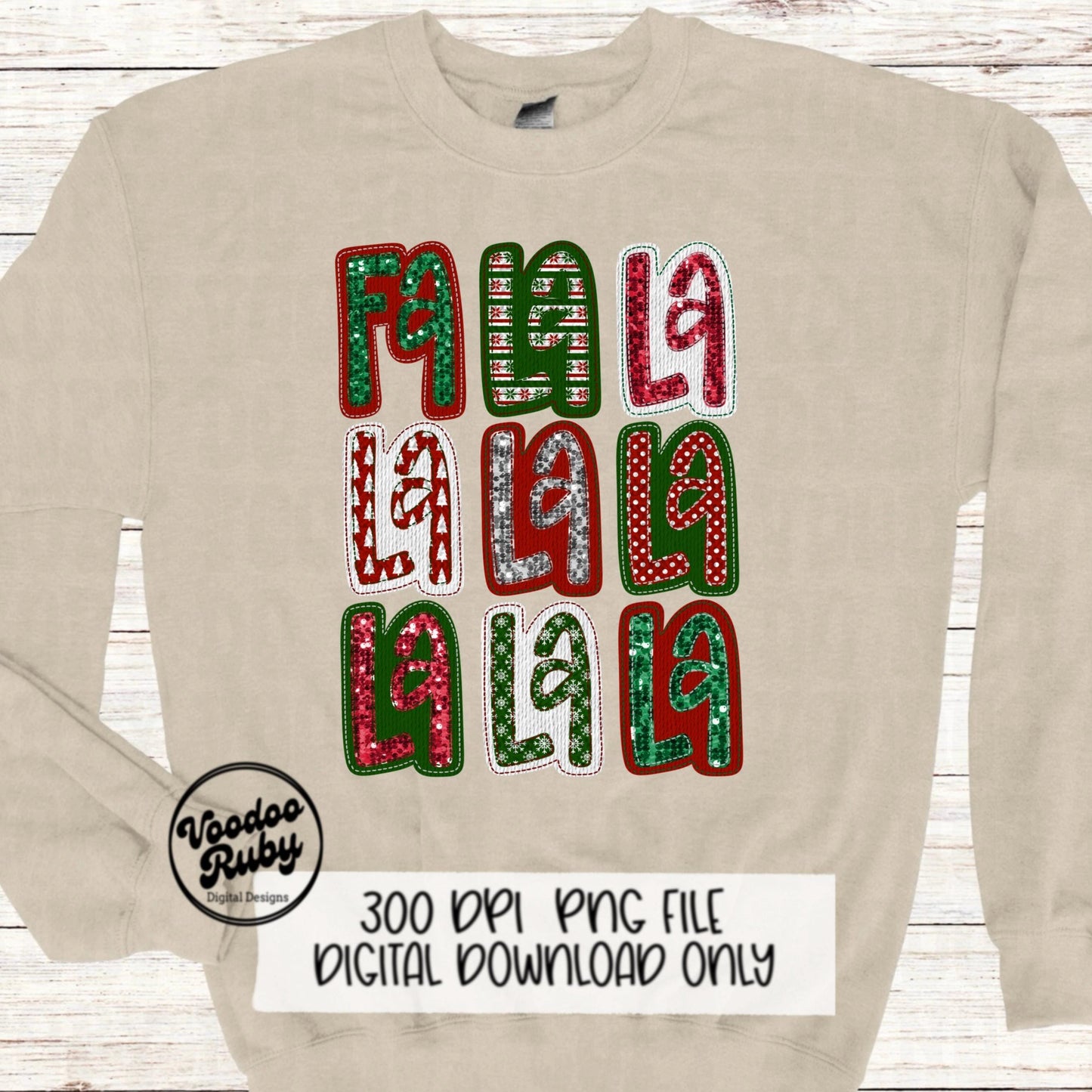 Sequin Christmas PNG Design Sublimation Hand Drawn Digital Download Merry Christmas PNG Faux Embroidery PNG Christmas FaLaLa png dtf