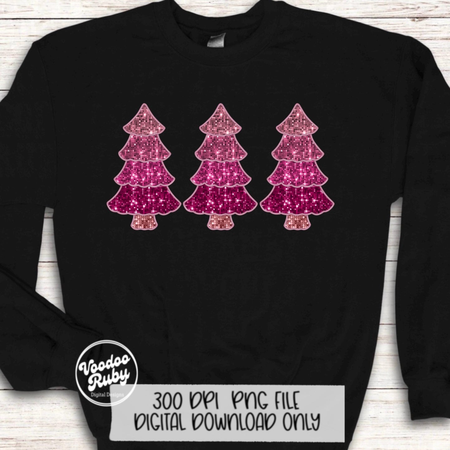 Sequin Pink Christmas Tree PNG Design Sublimation Digital Download Faux Sequins Faux Embroidery DTF Christmas Printable