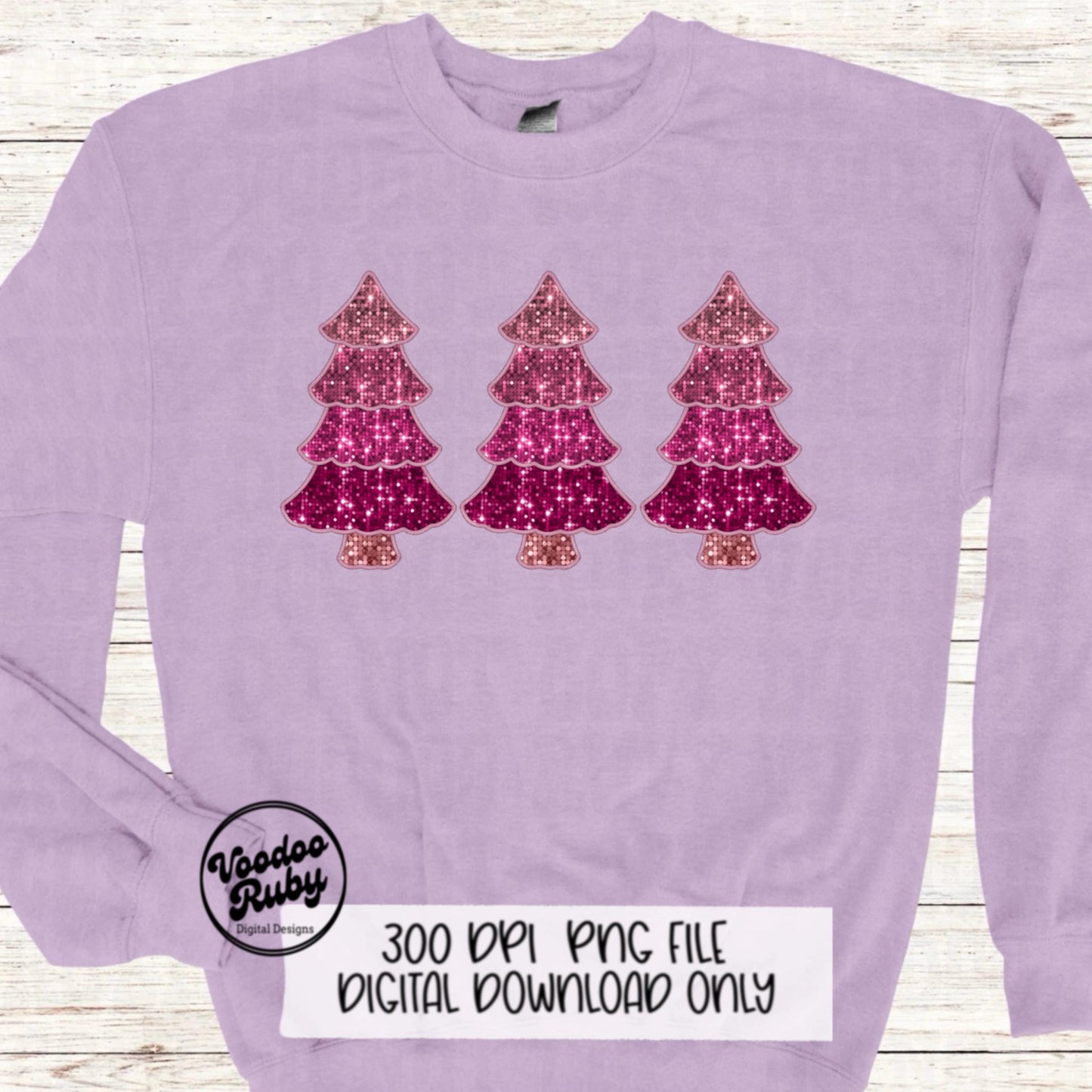 Sequin Pink Christmas Tree PNG Design Sublimation Digital Download Faux Sequins Faux Embroidery DTF Christmas Printable