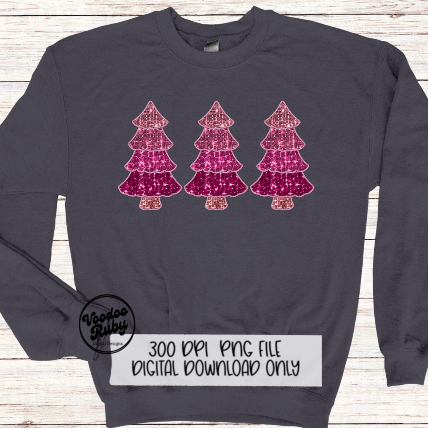 Sequin Pink Christmas Tree PNG Design Sublimation Digital Download Faux Sequins Faux Embroidery DTF Christmas Printable