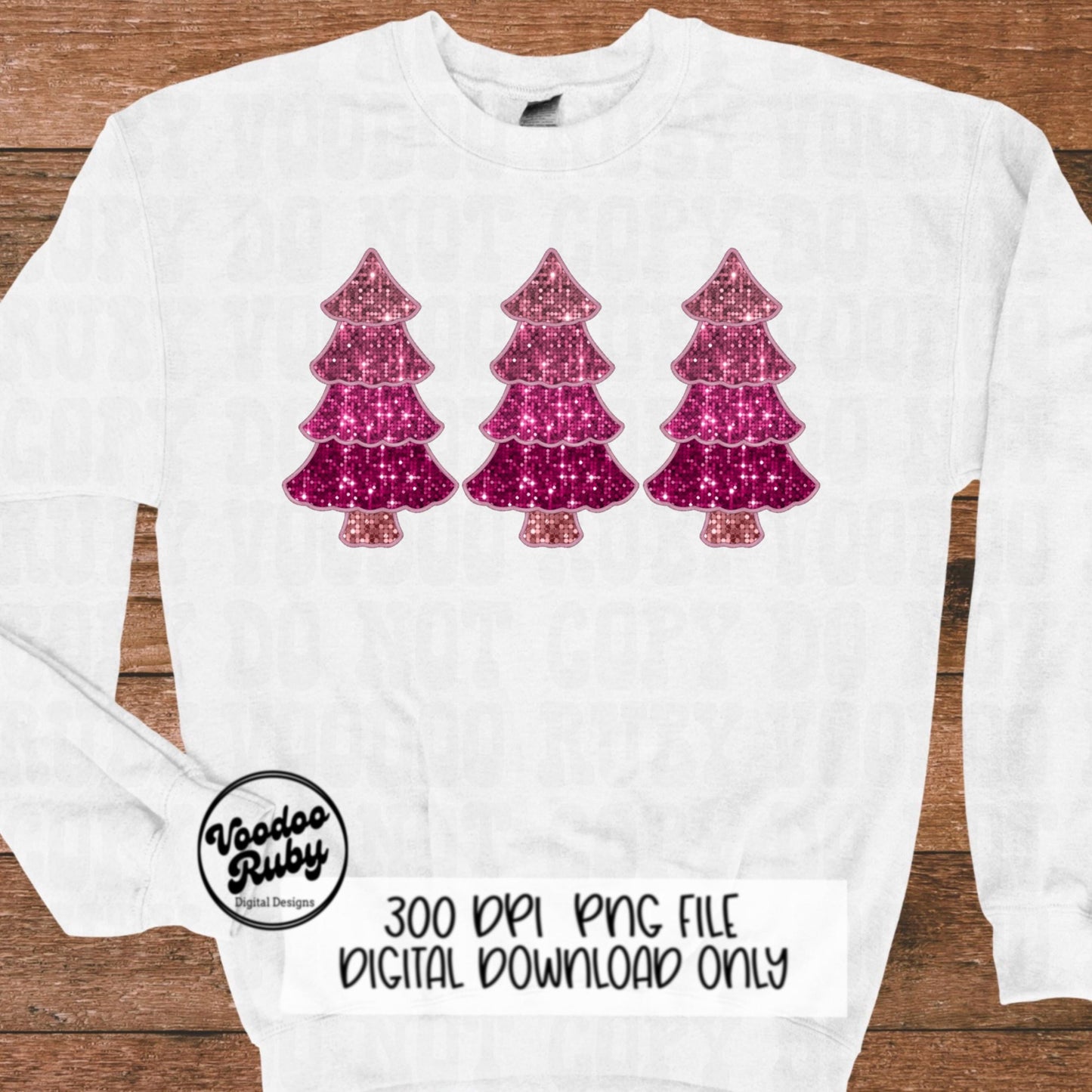 Sequin Pink Christmas Tree PNG Design Sublimation Digital Download Faux Sequins Faux Embroidery DTF Christmas Printable