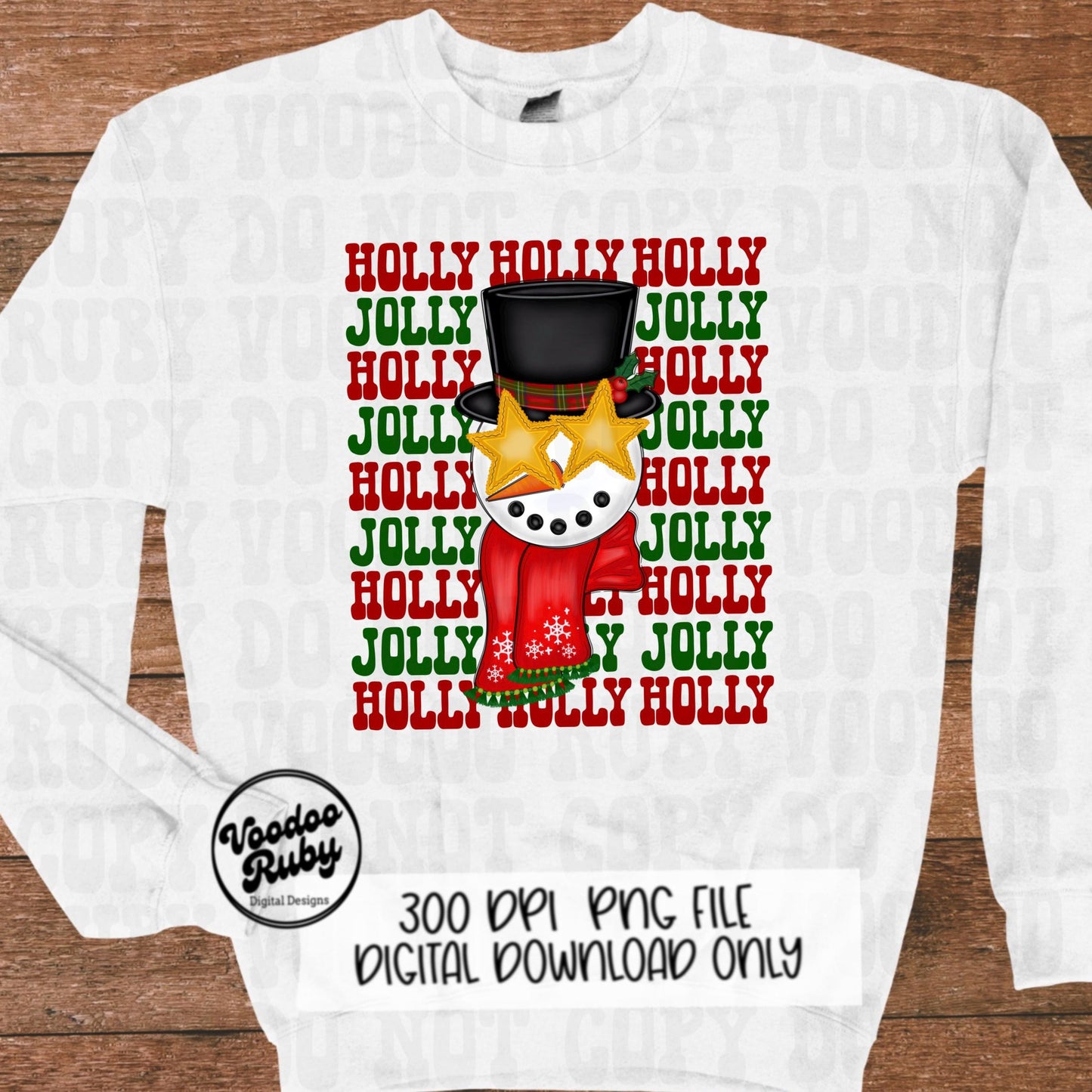 Holly Jolly Snowman Christmas Sublimation PNG Design Preppy Christmas PNG Design Hand Drawn Digital Design Download Christmas Printable