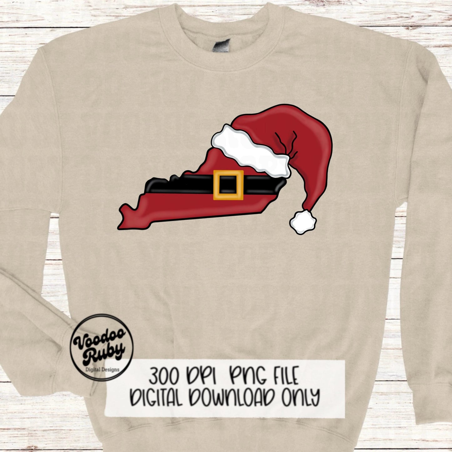 Christmas Kentucky PNG Design: Hand-Drawn Santa, Merry Christmas (Digital Download