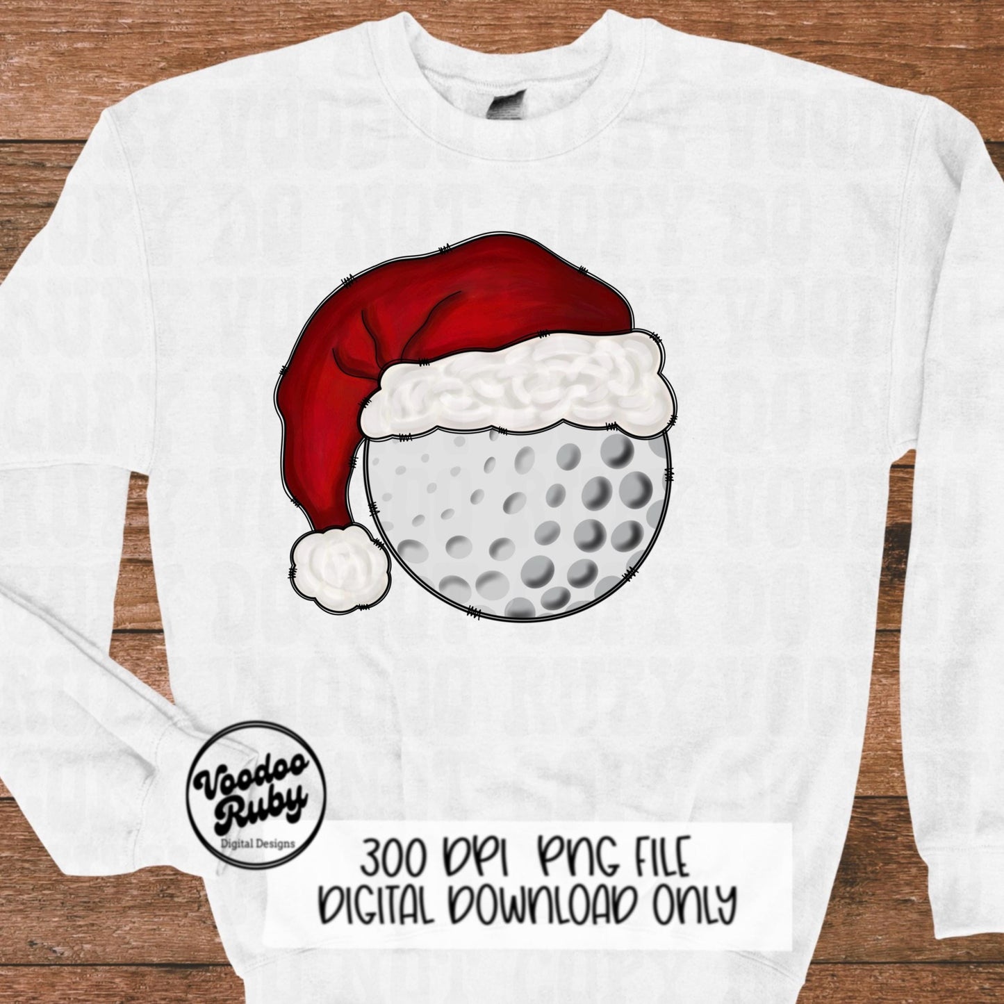 Santa Golf Sublimation PNG Hand Drawn Digital Download Golf PNG Christmas Sports Clip Art Merry Christmas Sublimation Design Printable