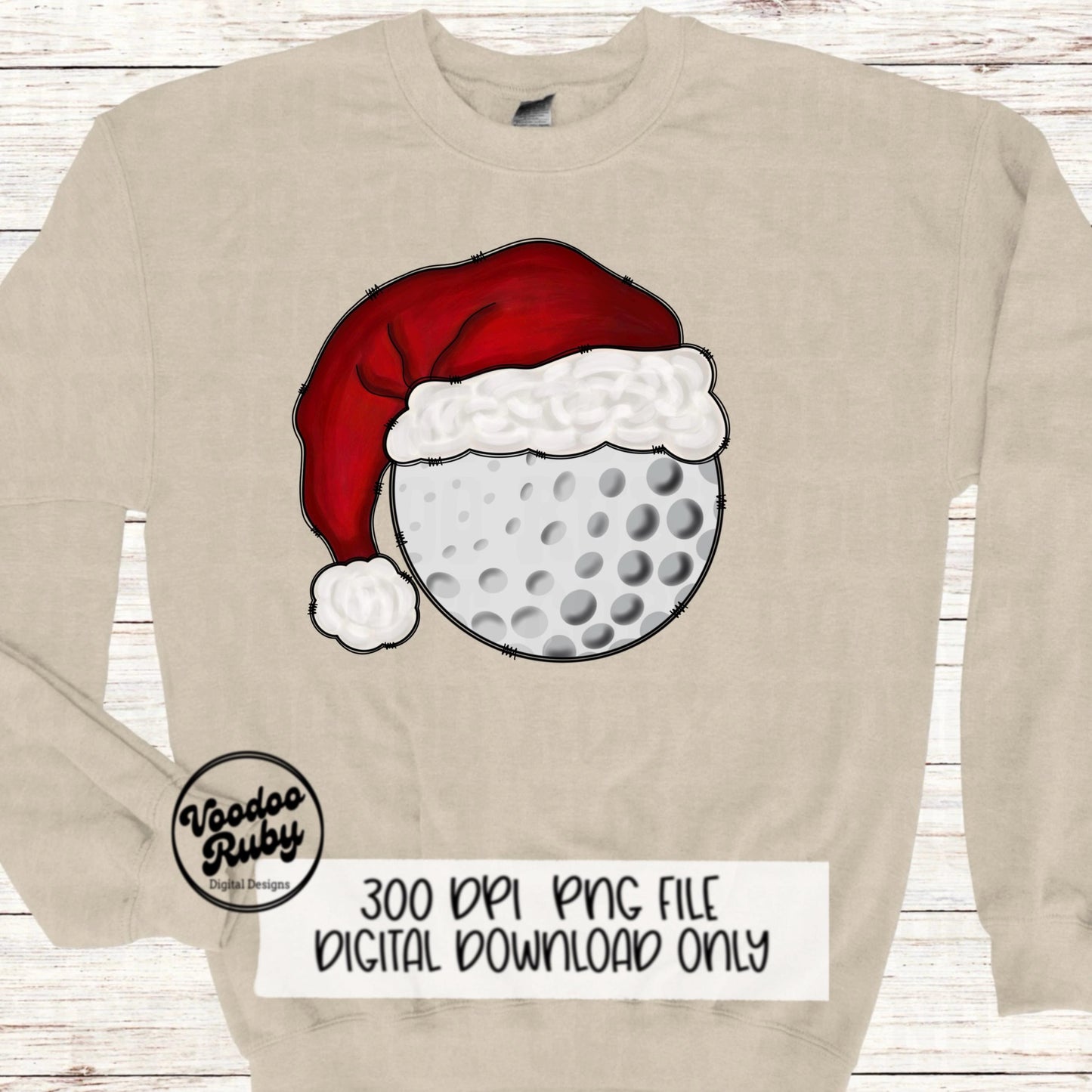 Santa Golf Sublimation PNG Hand Drawn Digital Download Golf PNG Christmas Sports Clip Art Merry Christmas Sublimation Design Printable
