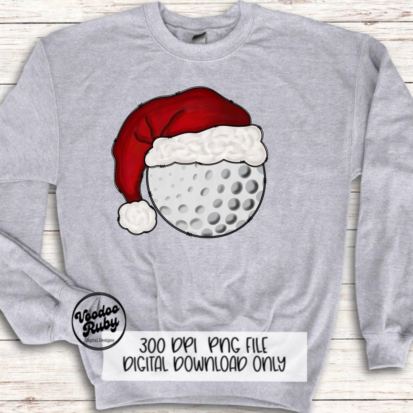 Santa Golf Sublimation PNG Hand Drawn Digital Download Golf PNG Christmas Sports Clip Art Merry Christmas Sublimation Design Printable