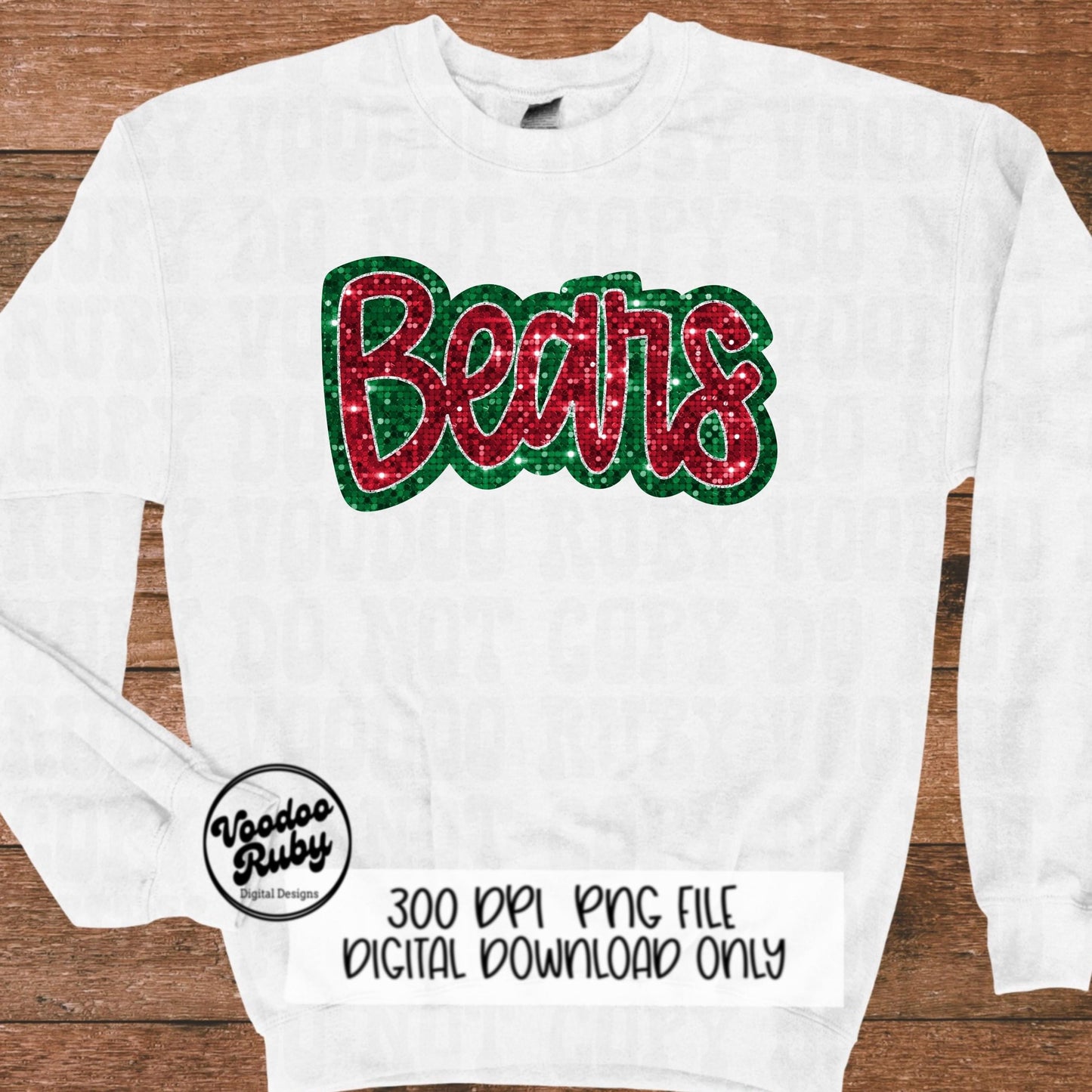 Christmas Bears PNG Design Sublimation Sequins Hand Drawn Digital Download Glitter PNG Christmas Bears Mascot DTF Printable