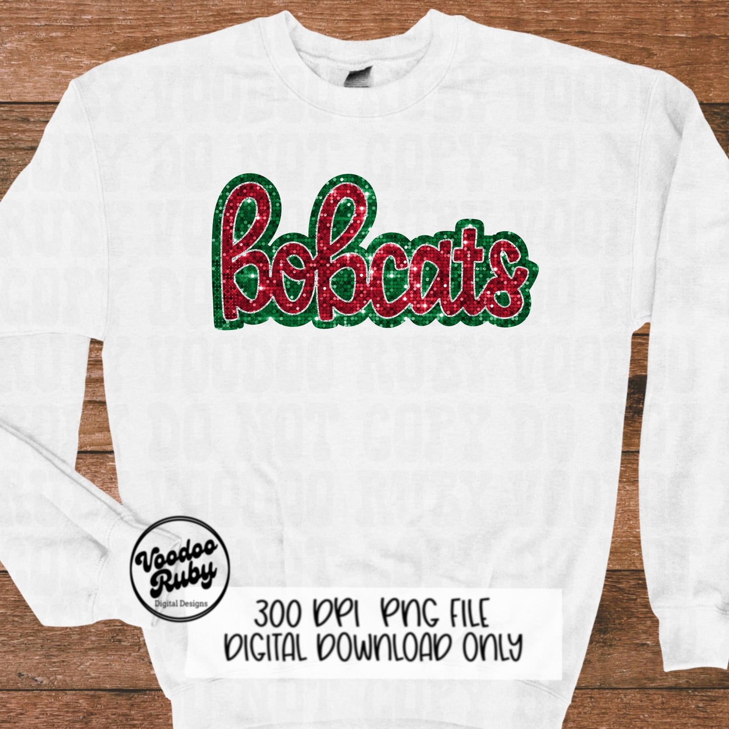 Bobcats PNG Design Sublimation Sequins Glitter Hand Drawn Digital Download Faux Sequins PNG Christmas Bobcats Mascot DTF Printable
