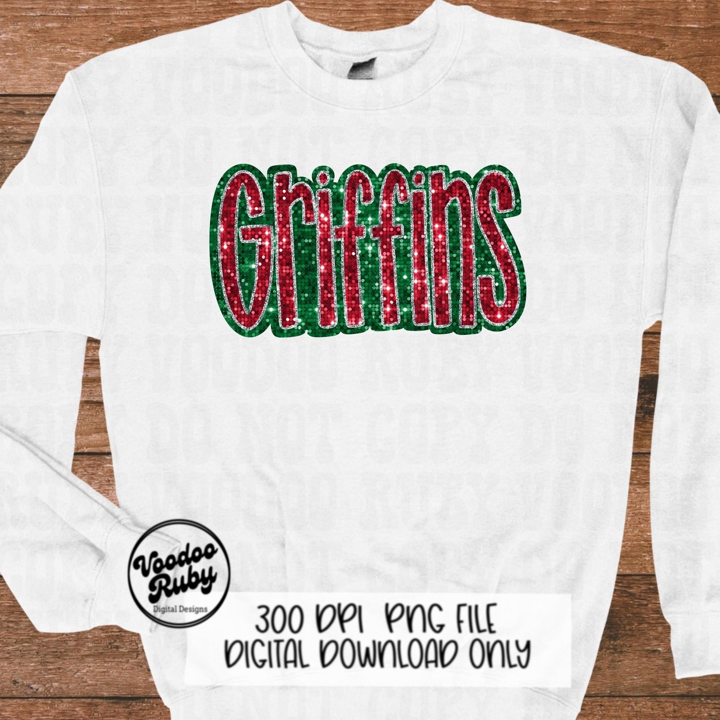 Christmas Griffins PNG Design Sublimation Sequin Hand Drawn Digital Download Glitter PNG Christmas Griffins Mascot DTF Printable