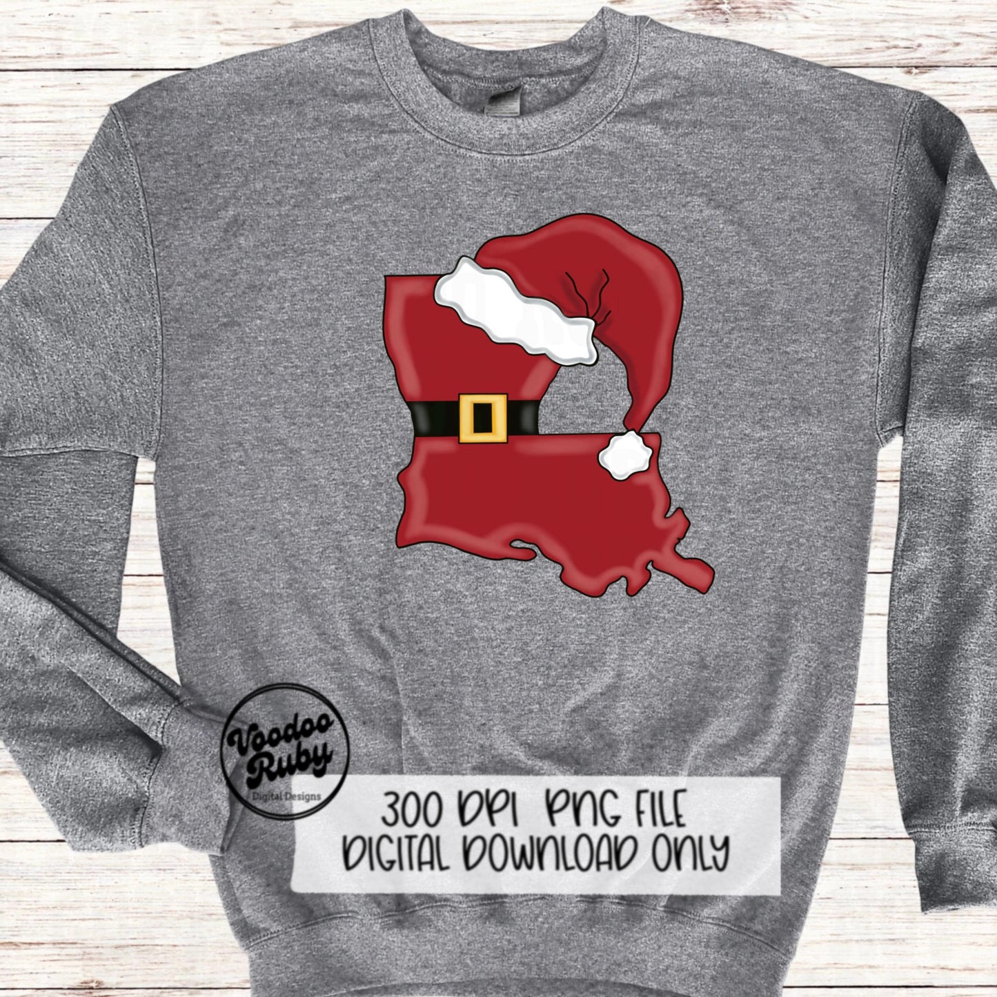 Louisiana Santa Sublimation Hand Drawn Digital Design Download Louisiana Christmas PNG Printable Santa Clip Art Cajun Santa PNG DTF