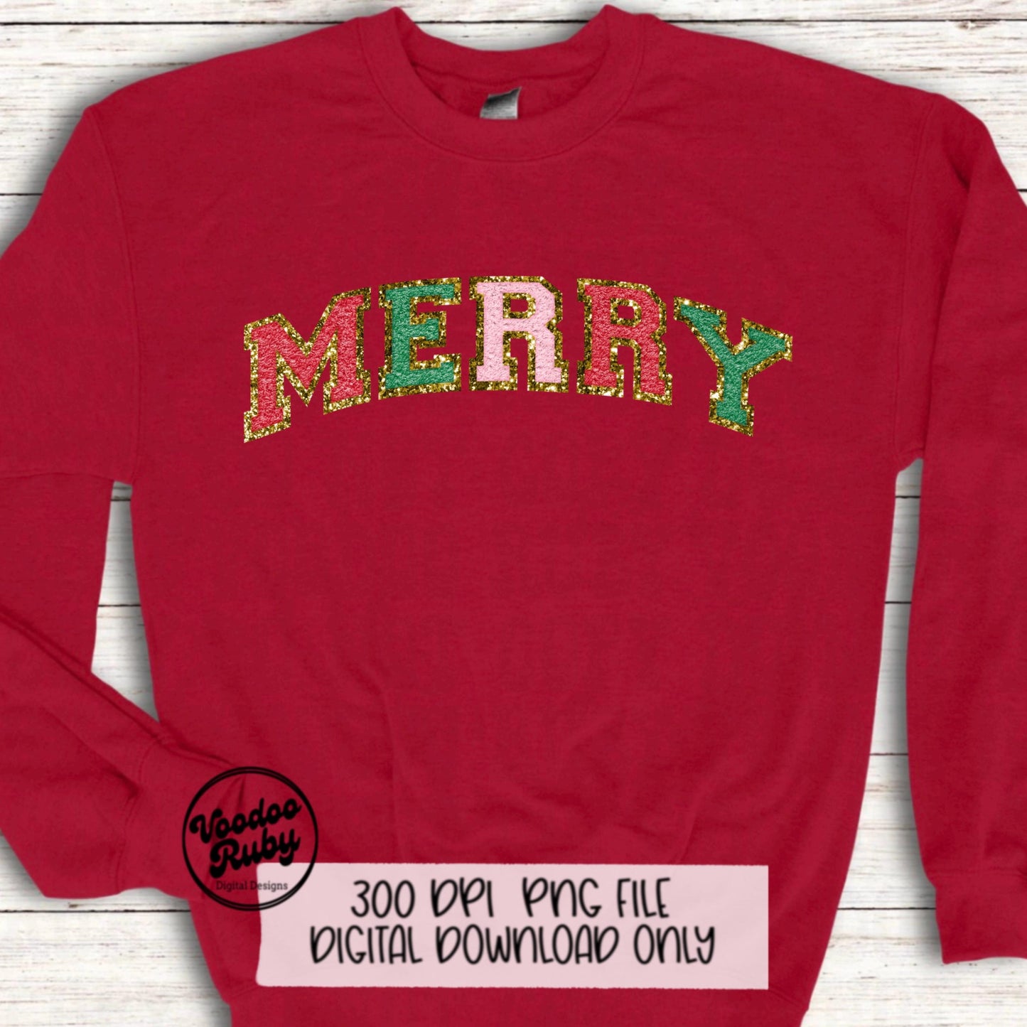 Merry PNG Design Patch Merry Christmas PNG Digital Download Faux Chenille Patch Faux Embroidery PNG Merry Christmas dtf Printable