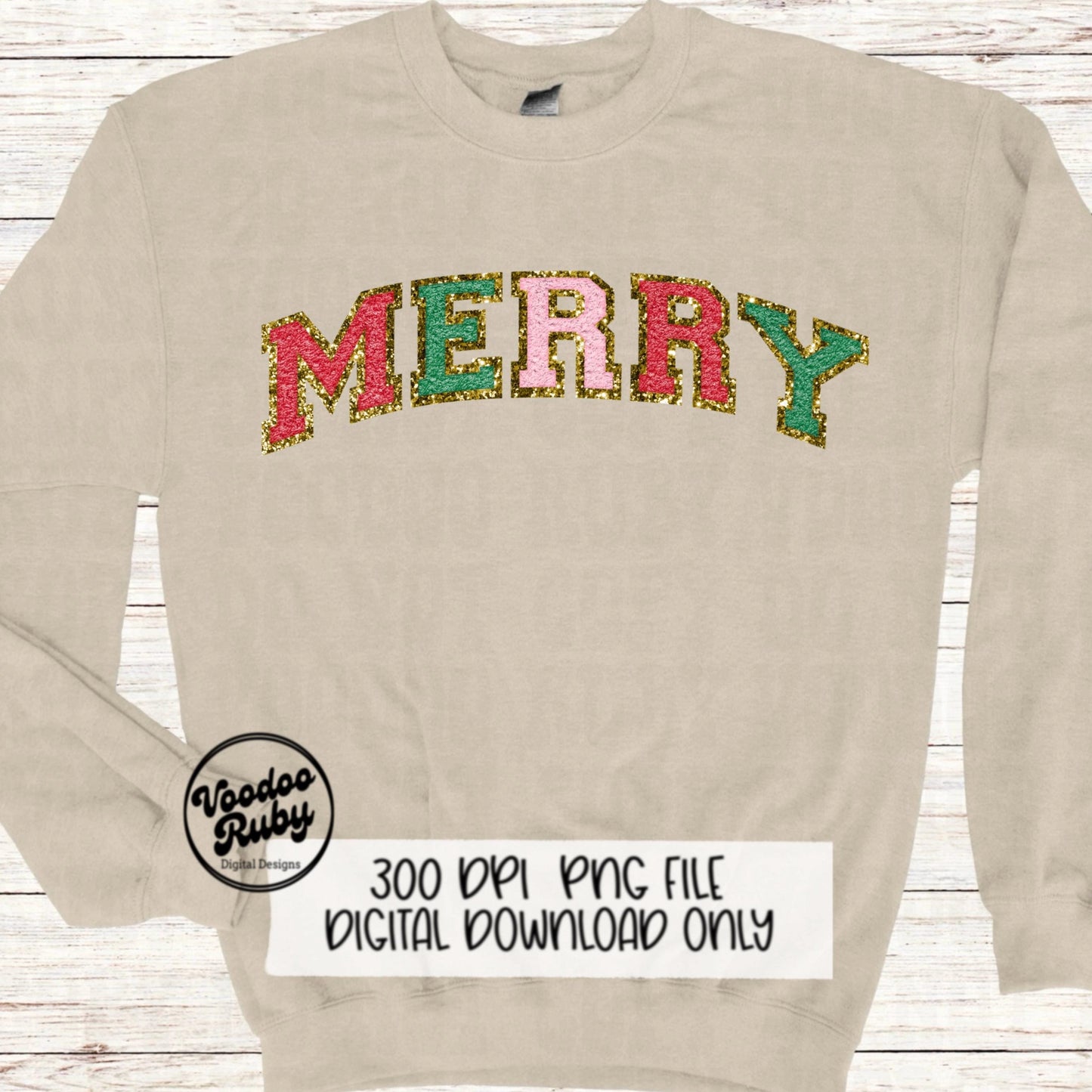 Merry PNG Design Patch Merry Christmas PNG Digital Download Faux Chenille Patch Faux Embroidery PNG Merry Christmas dtf Printable