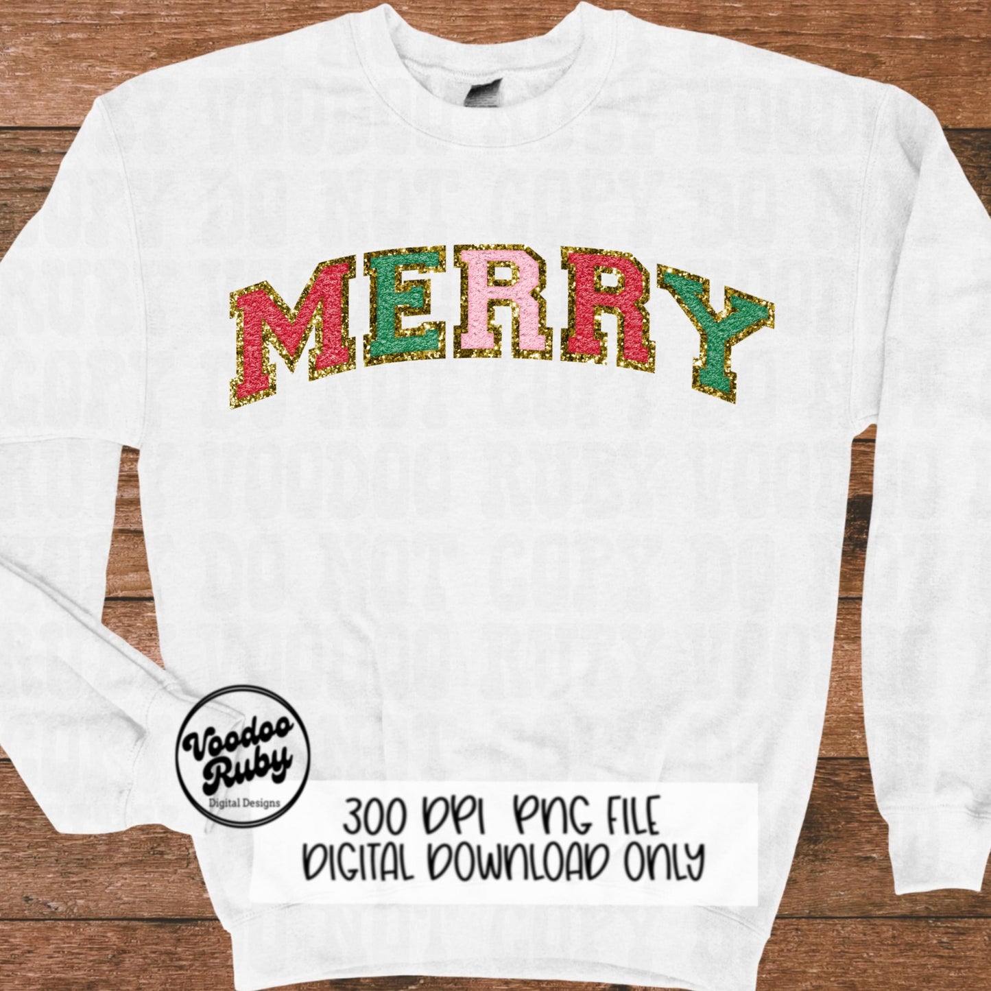 Merry PNG Design Patch Merry Christmas PNG Digital Download Faux Chenille Patch Faux Embroidery PNG Merry Christmas dtf Printable