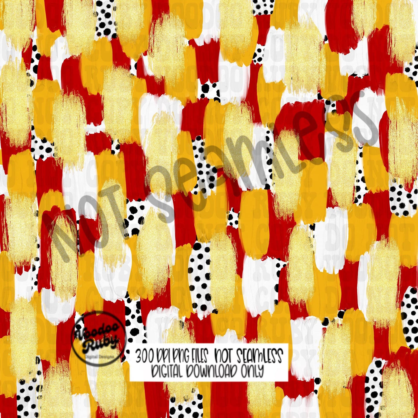 Red and Gold Brushstroke Background PNG Sublimation Digital Paper Hand Drawn Digital Download Football Brush Strokes DTF Messy Paint Mascots