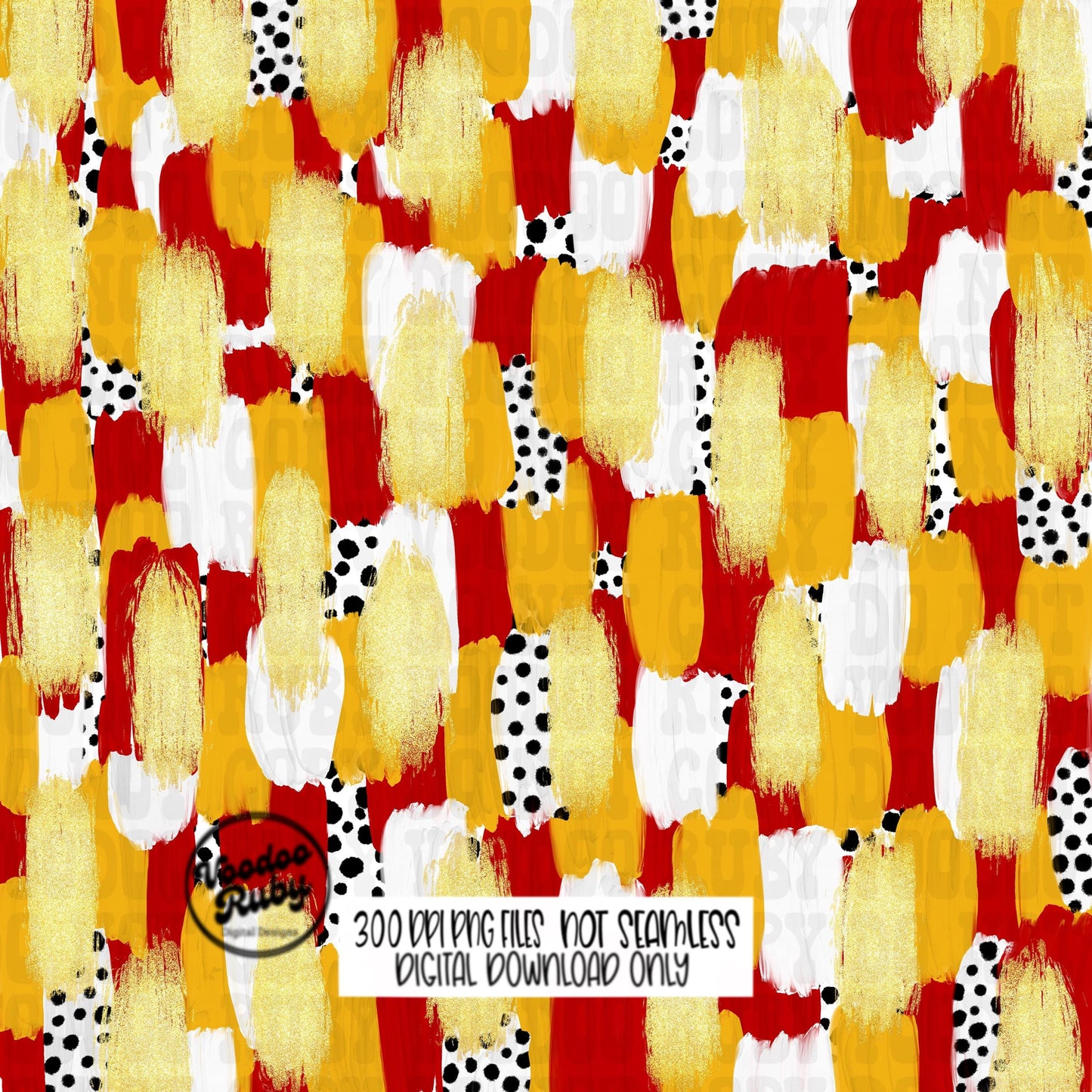 Red and Gold Brushstroke Background PNG Sublimation Digital Paper Hand Drawn Digital Download Football Brush Strokes DTF Messy Paint Mascots