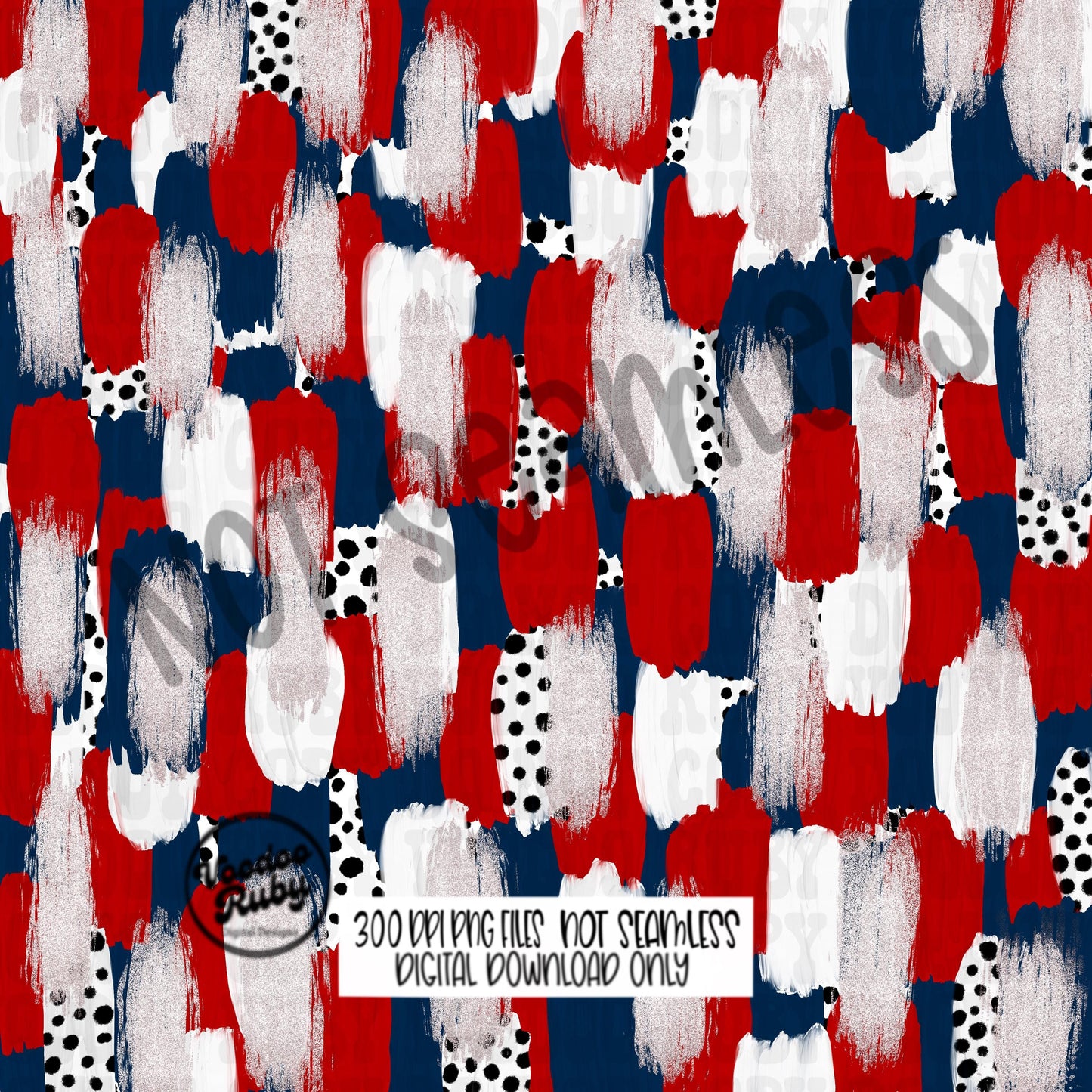 Navy Blue Red Brushstroke Background PNG Sublimation Digital Paper Hand Drawn Digital Download Football Brush Strokes Messy Paint Mascots