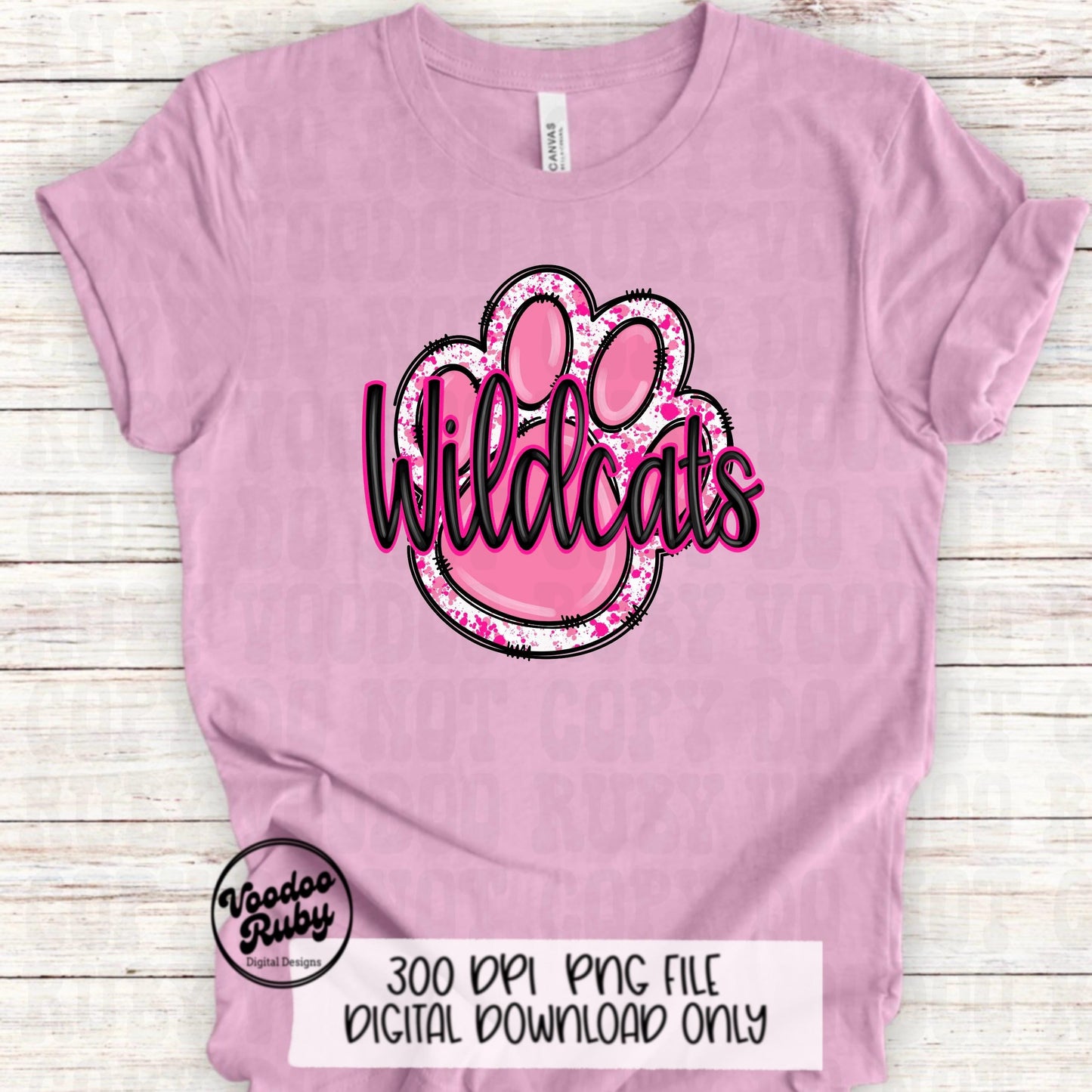 Pink Wildcats PNG Design Sublimation Hand Drawn Digital Download Pink Football PNG Pink Paw Print Pink October DTF Printable Mascot Clip Art