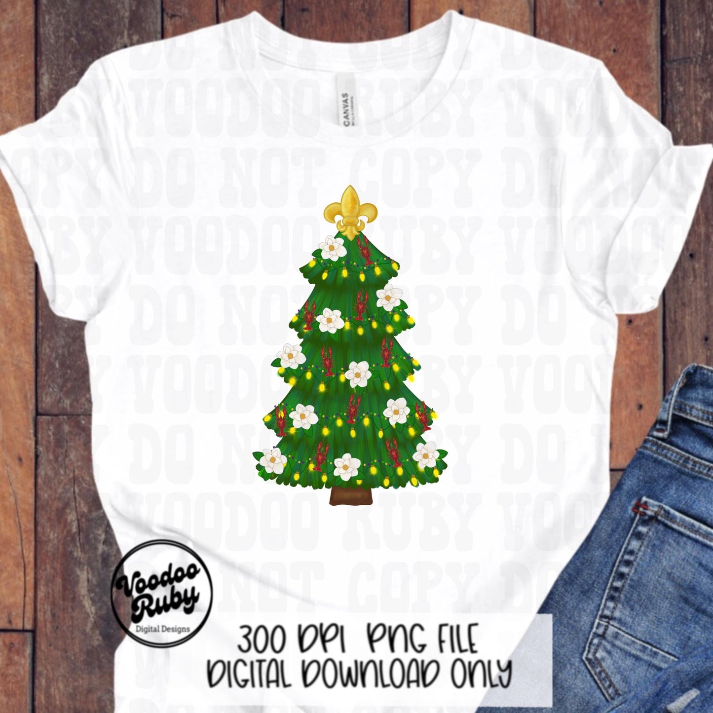 Cajun Christmas Tree PNG Louisiana Sublimation Design Hand Drawn Digital Download Cajun Christmas DTF Printable Cajun Merry Christmas PNG