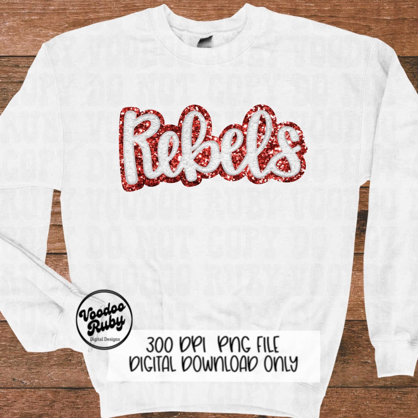 Rebels PNG Design Sublimation Hand Drawn Digital Download Faux Chenille PNG Red and White Football png Rebels DTF Printable Rebels Cheer