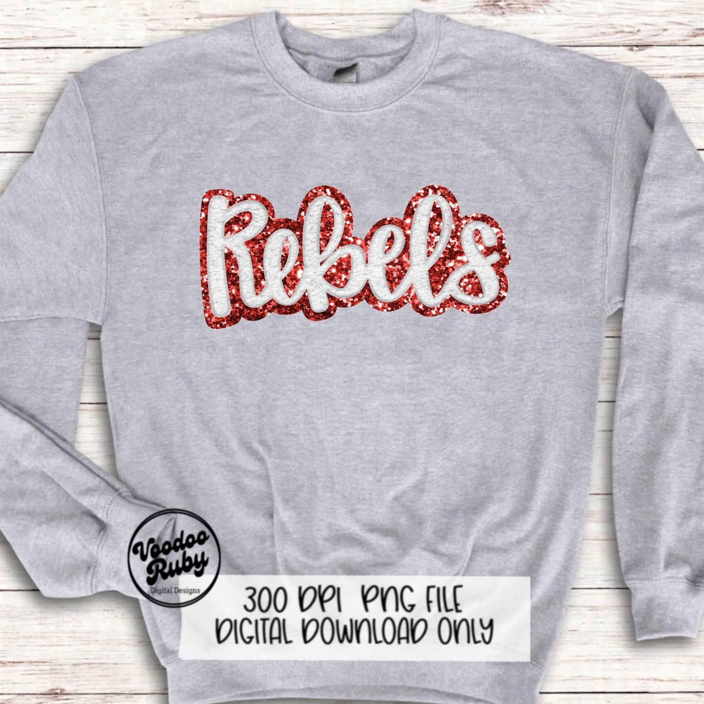Rebels PNG Design Sublimation Hand Drawn Digital Download Faux Chenille PNG Red and White Football png Rebels DTF Printable Rebels Cheer