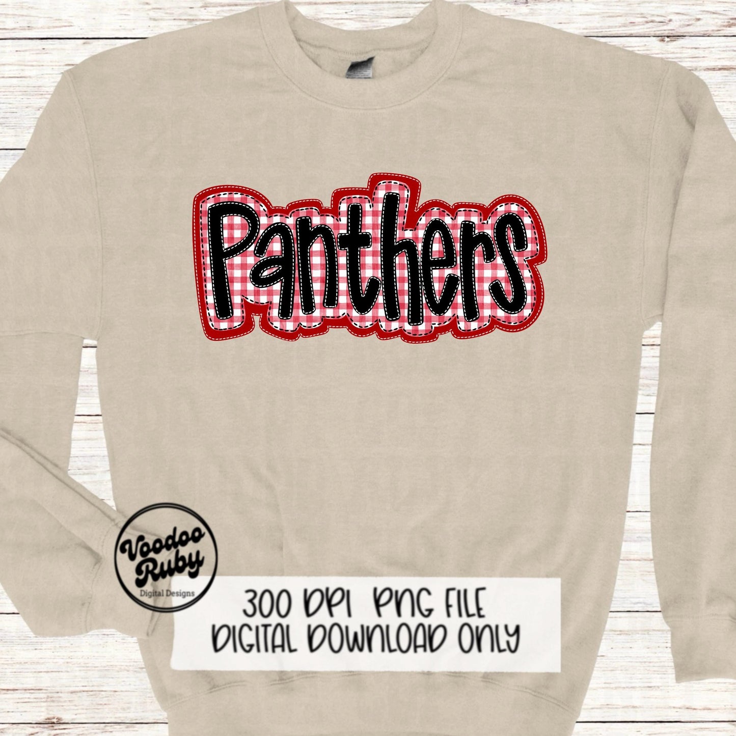 Panthers PNG Design Embroidery Faux Applique Hand Drawn Digital Download Sublimation Red Panthers DTF Printable Mascot Football