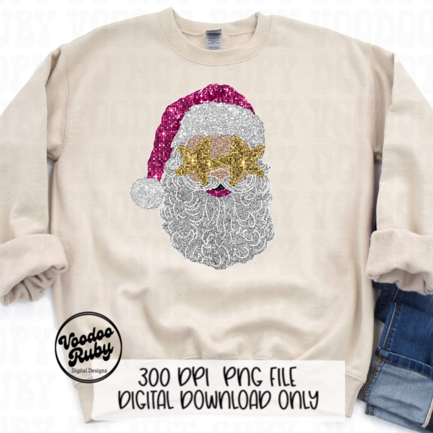 Sequin Pink Santa PNG Design Sublimation Pink Christmas PNG Faux Sequins DTF Christmas Glitter Digital Download Clip Art Sequin Santa dtf