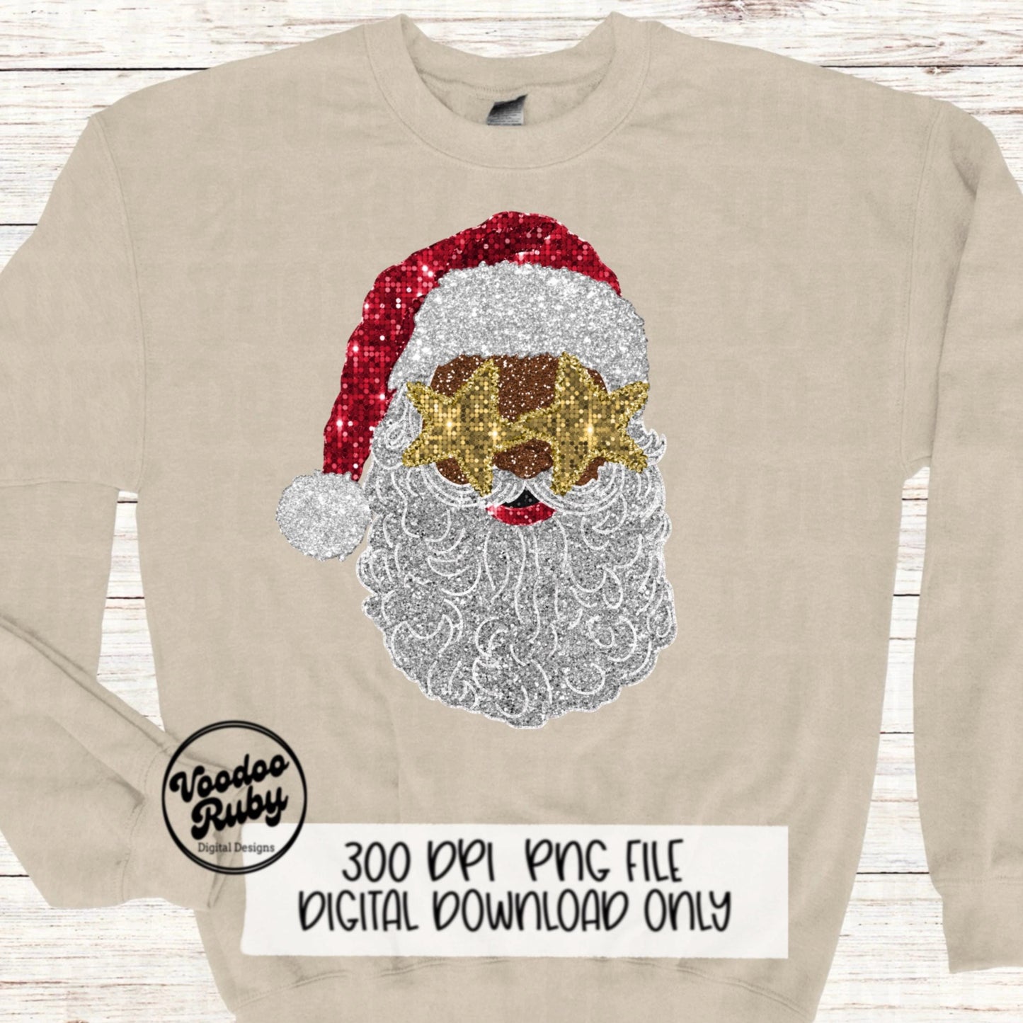 Sequin Santa PNG Design Christmas PNG Faux Sequins DTF Christmas Glitter Sublimation Digital Design Download Sequin African American Santa