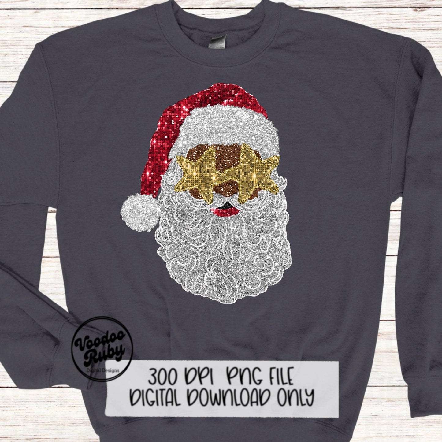 Sequin Santa PNG Design Christmas PNG Faux Sequins DTF Christmas Glitter Sublimation Digital Design Download Sequin African American Santa