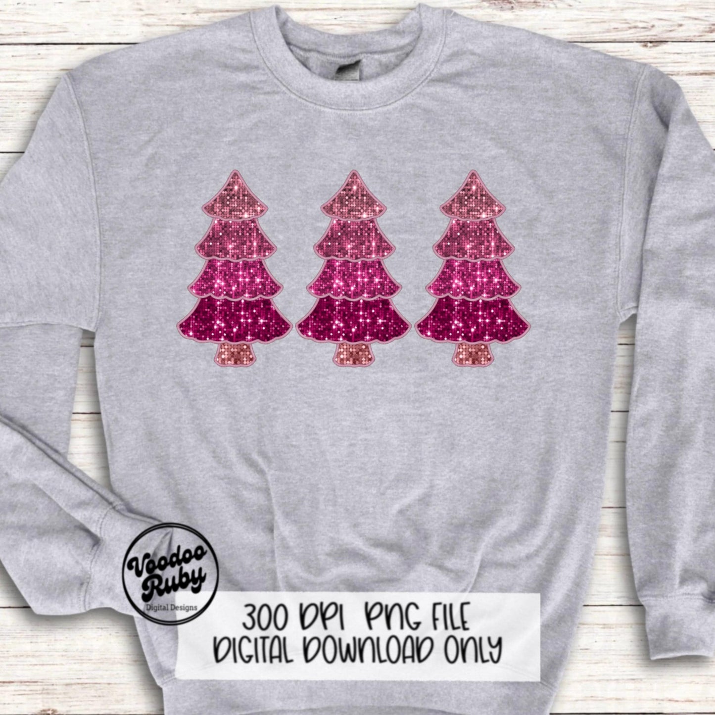 Sequin Pink Christmas Tree PNG Design Sublimation Digital Download Faux Sequins Faux Embroidery DTF Christmas Printable