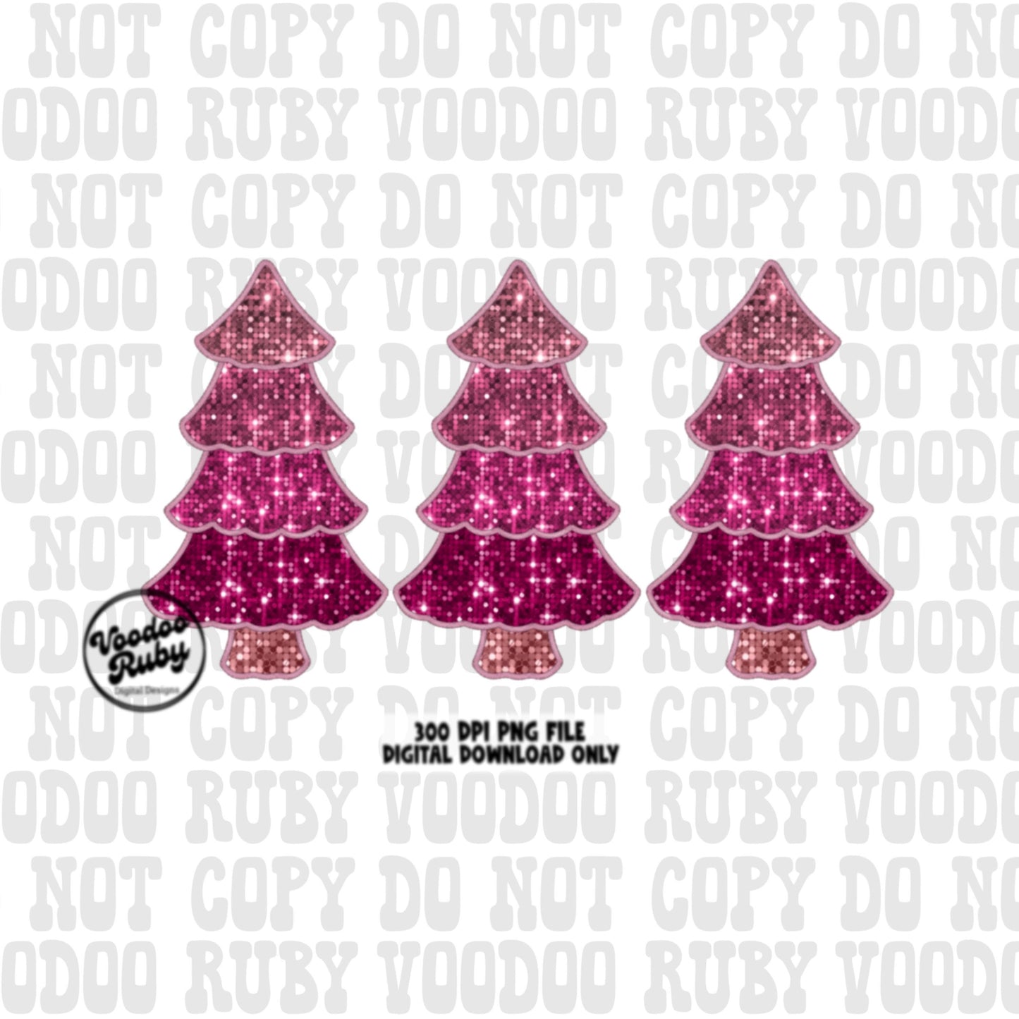 Sequin Pink Christmas Tree PNG Design Sublimation Digital Download Faux Sequins Faux Embroidery DTF Christmas Printable