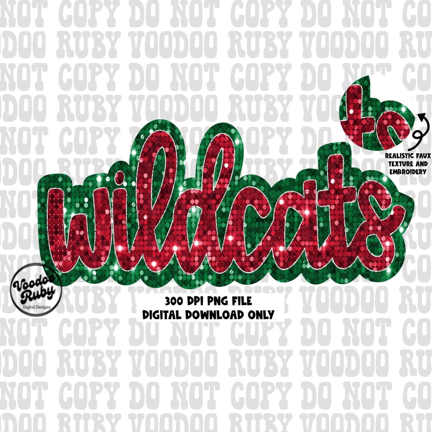 Wildcats faux sequin png 300 dpi high resolution faux embroidery png dtf printable sublimation