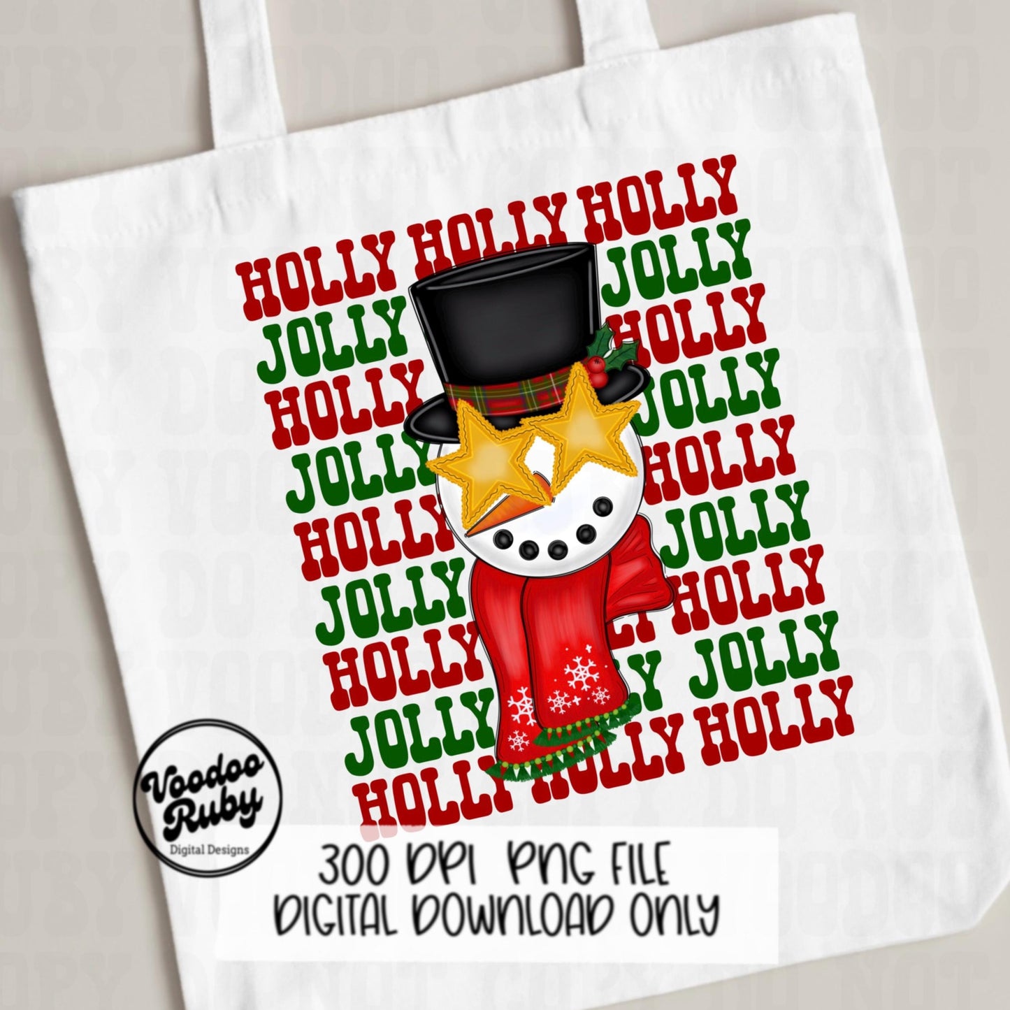 Holly Jolly Snowman Christmas Sublimation PNG Design Preppy Christmas PNG Design Hand Drawn Digital Design Download Christmas Printable