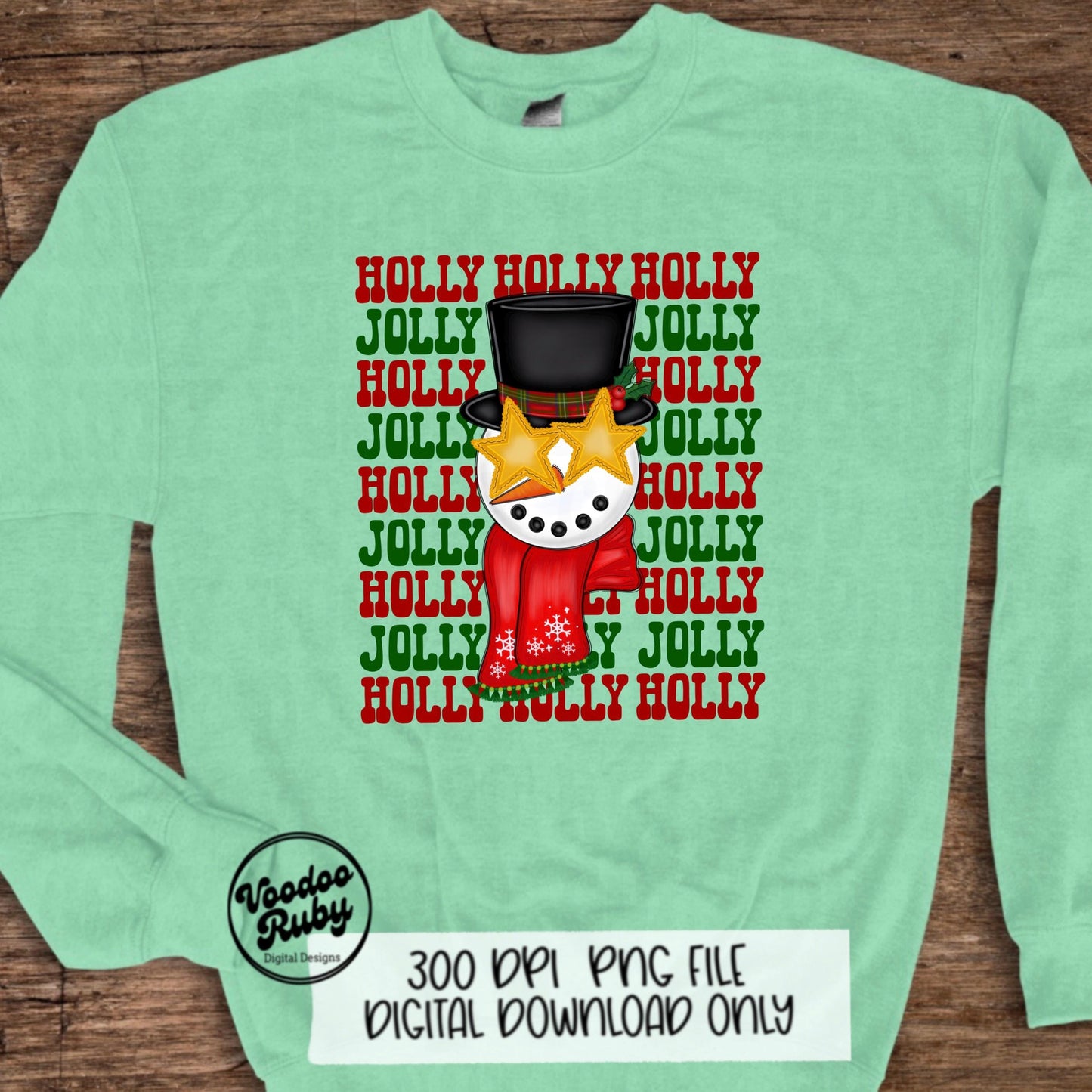 Holly Jolly Snowman Christmas Sublimation PNG Design Preppy Christmas PNG Design Hand Drawn Digital Design Download Christmas Printable