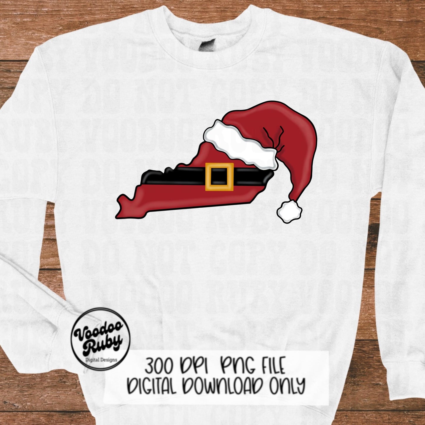Christmas Kentucky PNG Design: Hand-Drawn Santa, Merry Christmas (Digital Download