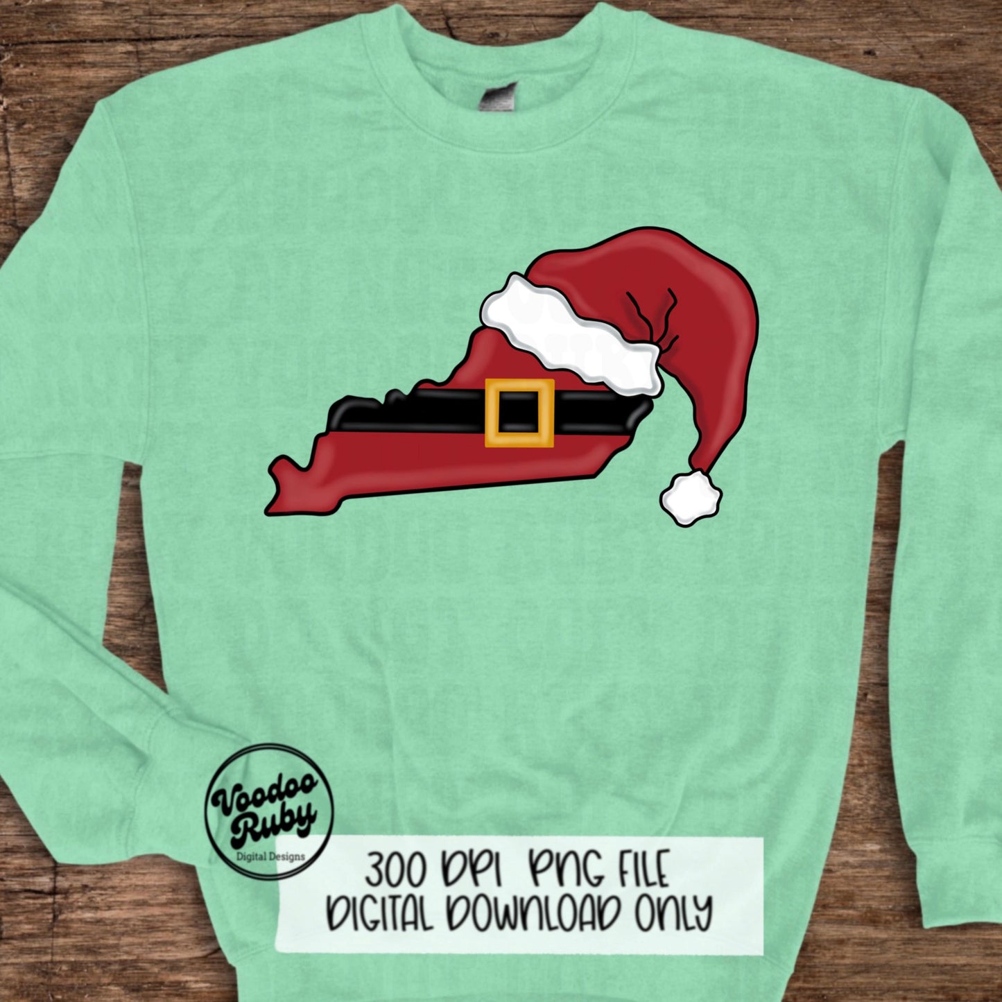 Christmas Kentucky PNG Design: Hand-Drawn Santa, Merry Christmas (Digital Download
