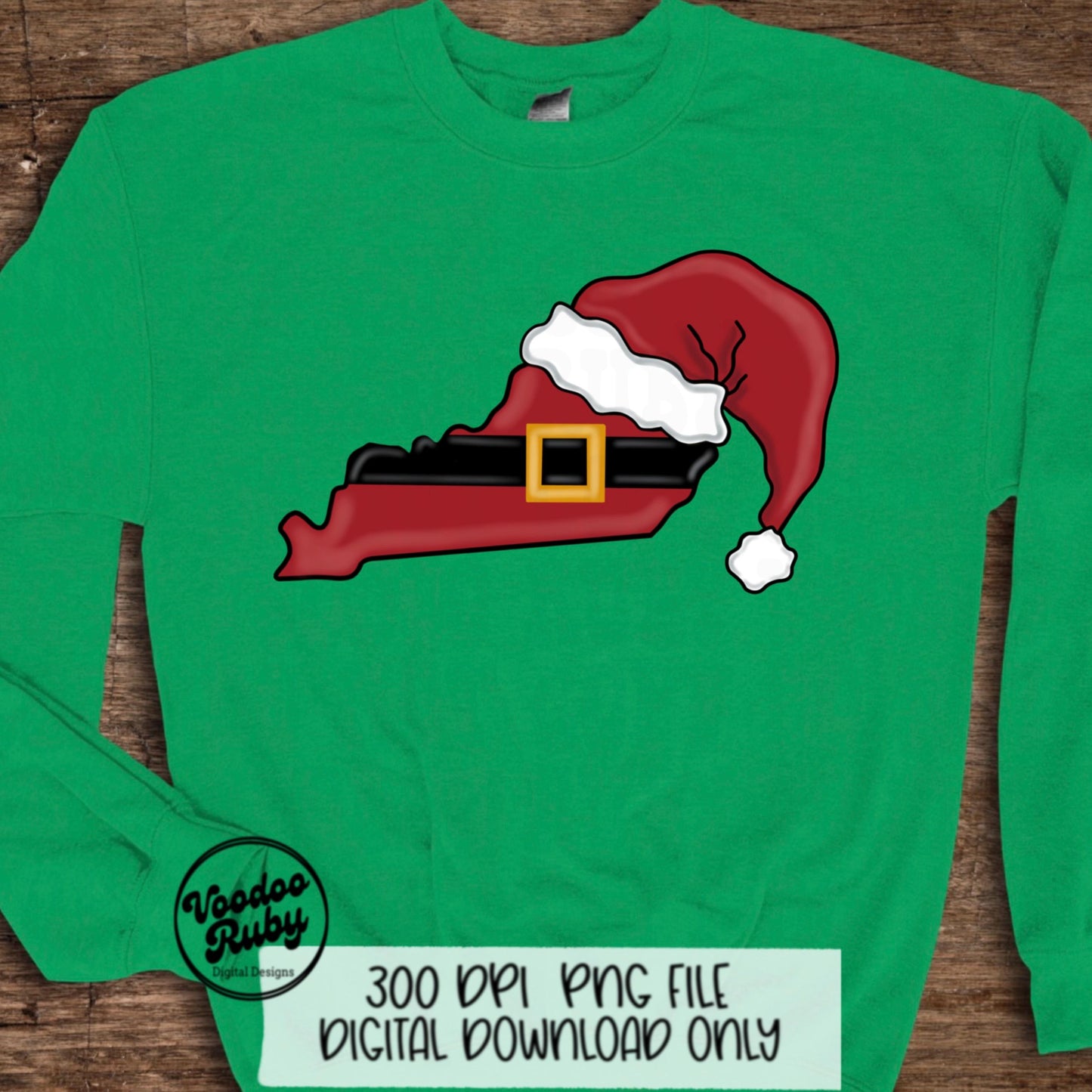 Christmas Kentucky PNG Design: Hand-Drawn Santa, Merry Christmas (Digital Download